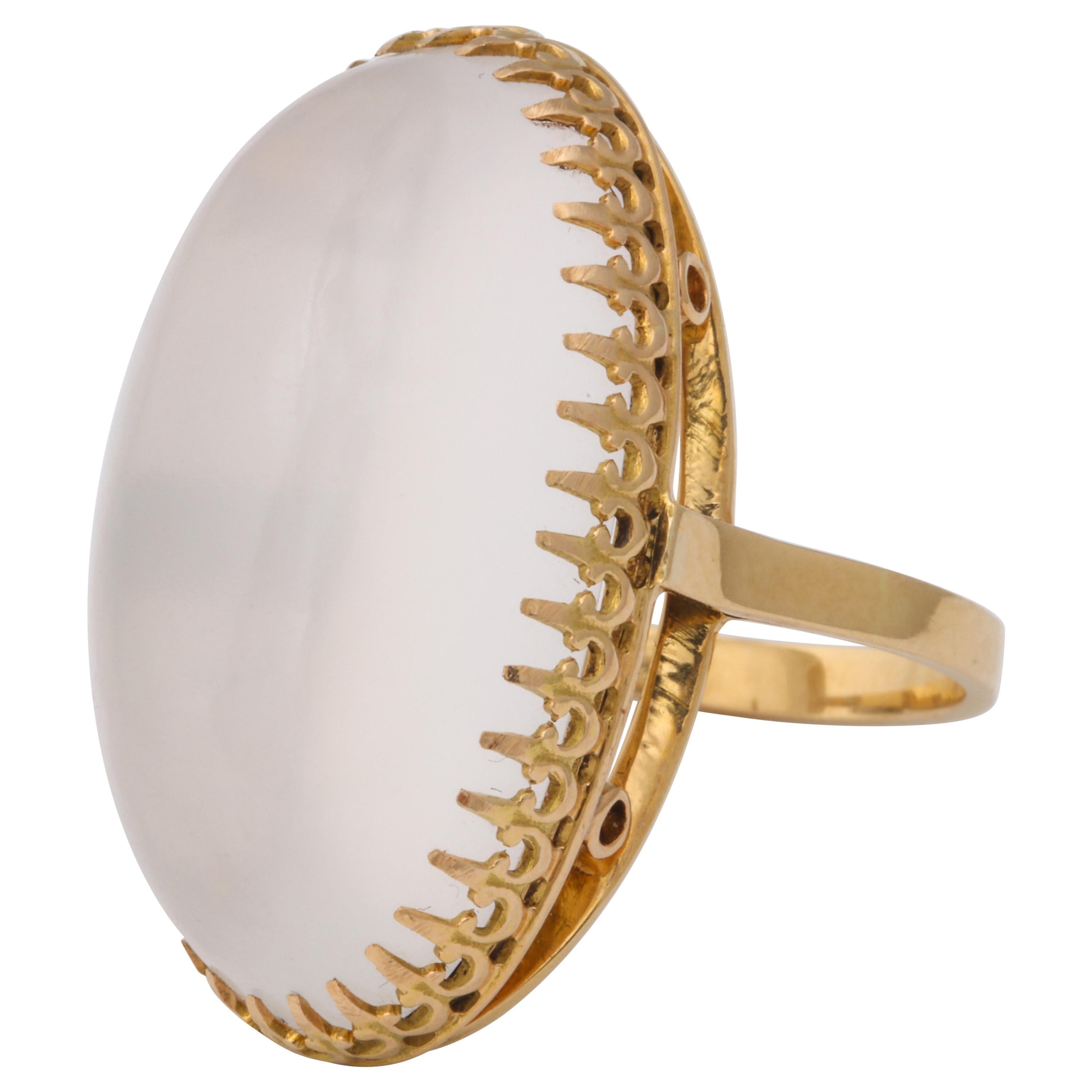 French Gold and Moonstone Ring