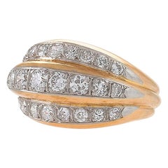 French Gold and Platinum Ring with Diamonds by Van Cleef & Arpels
