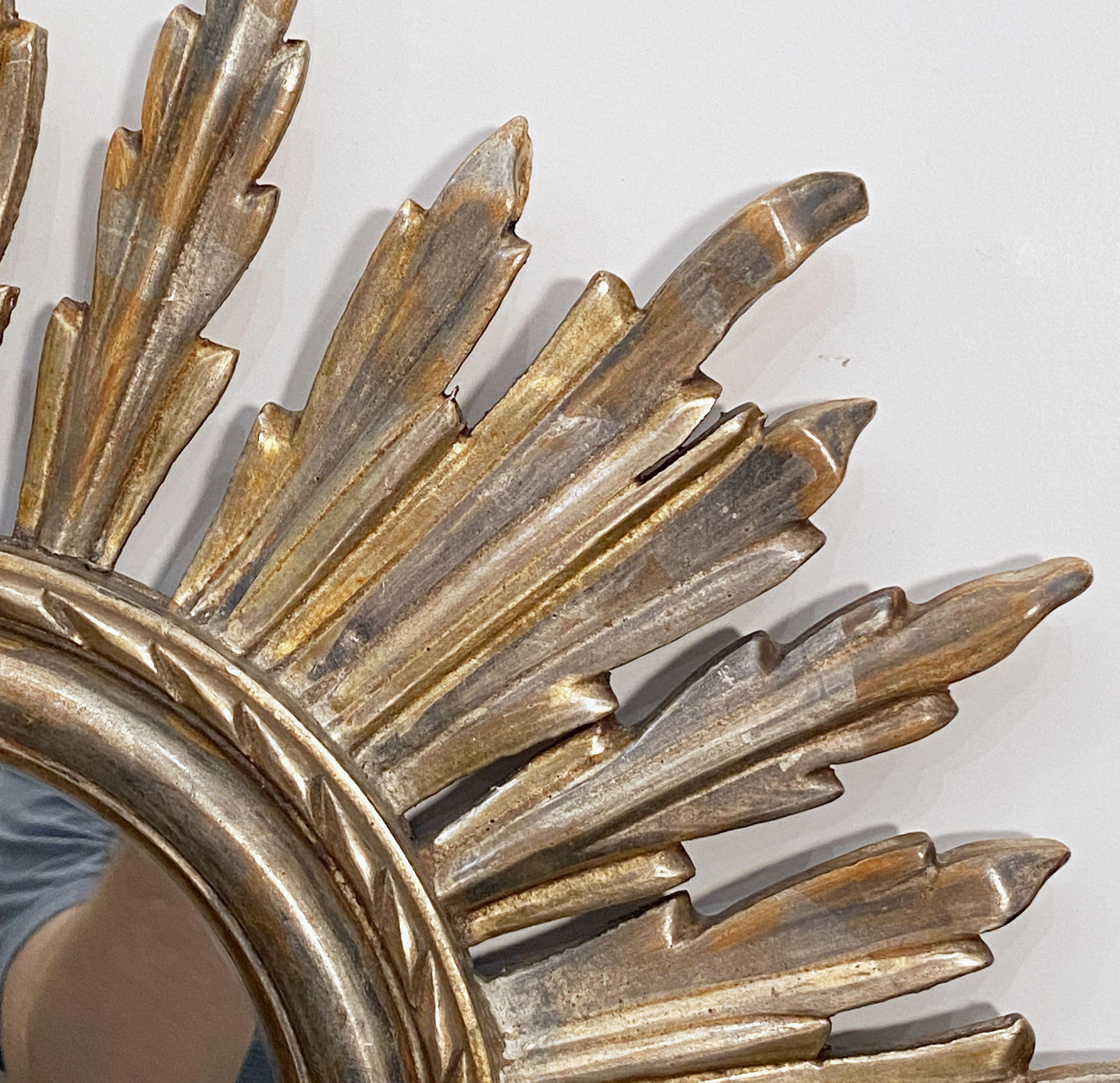 French Gold and Silver Gilt Starburst or Sunburst Mirror (Diameter 21) For Sale 3