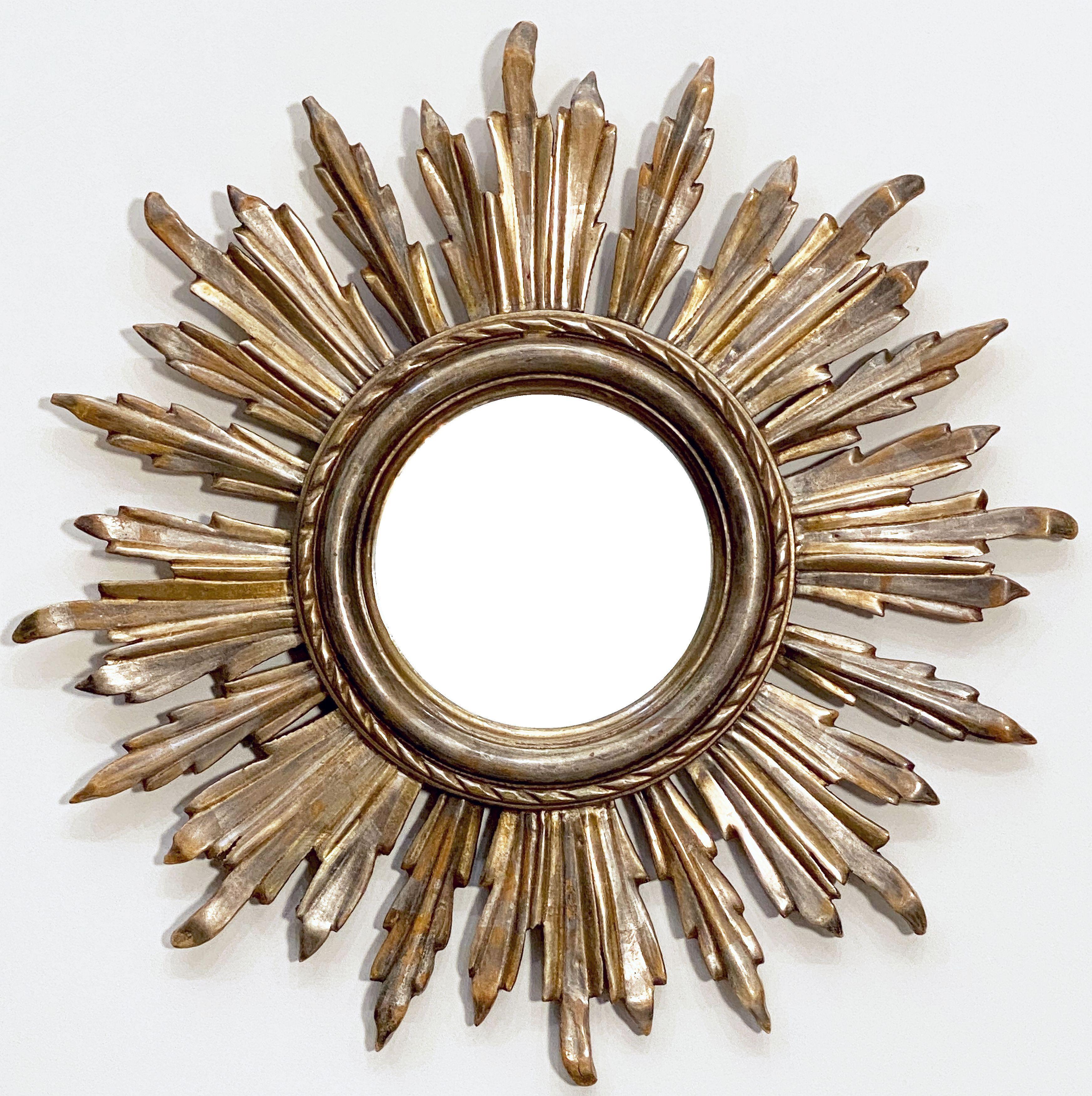 French Gold and Silver Gilt Starburst or Sunburst Mirror (Diameter 21) 5