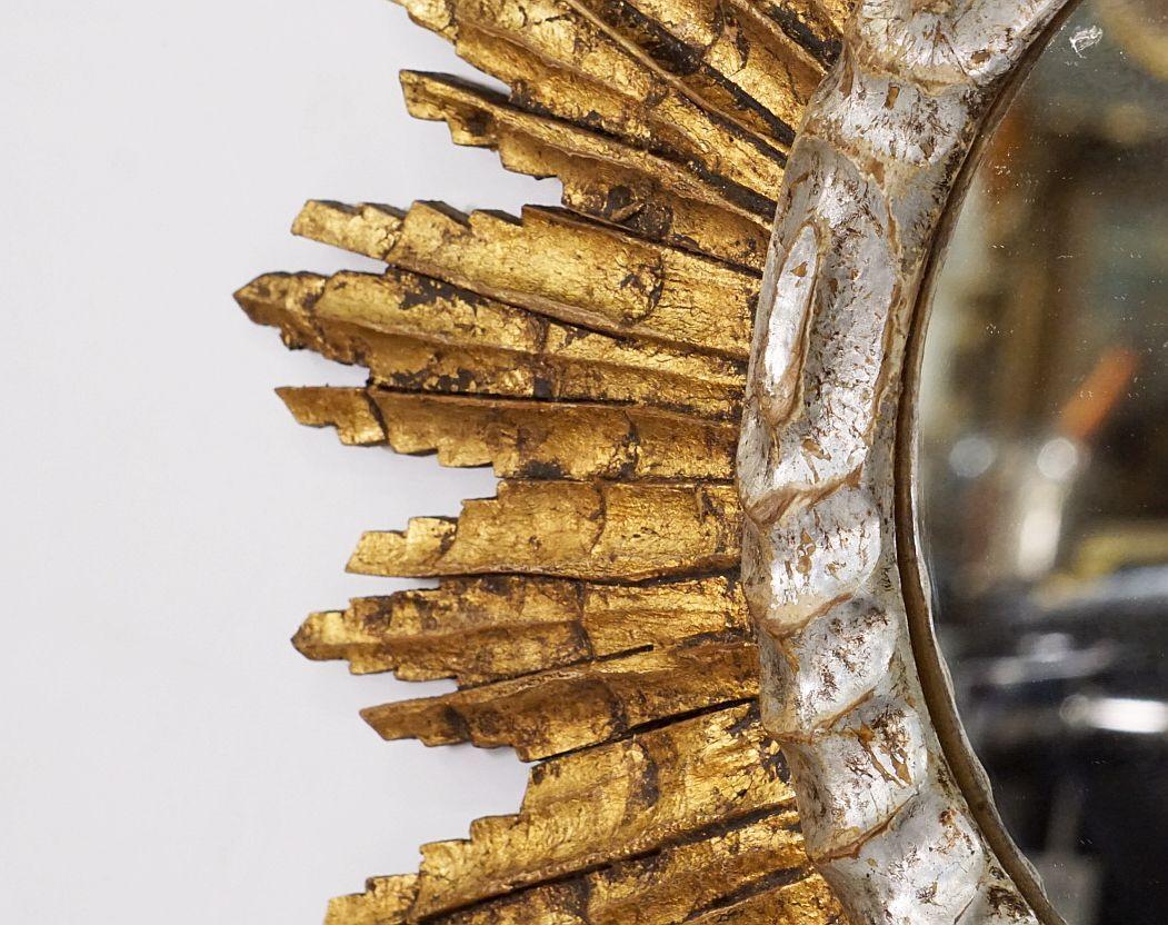 French Gold and Silver Gilt Starburst or Sunburst Mirror (Diameter 25) 6