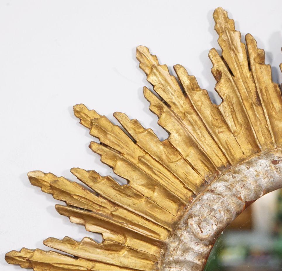20th Century French Gold and Silver Gilt Starburst or Sunburst Mirror (Diameter 27 1/2)