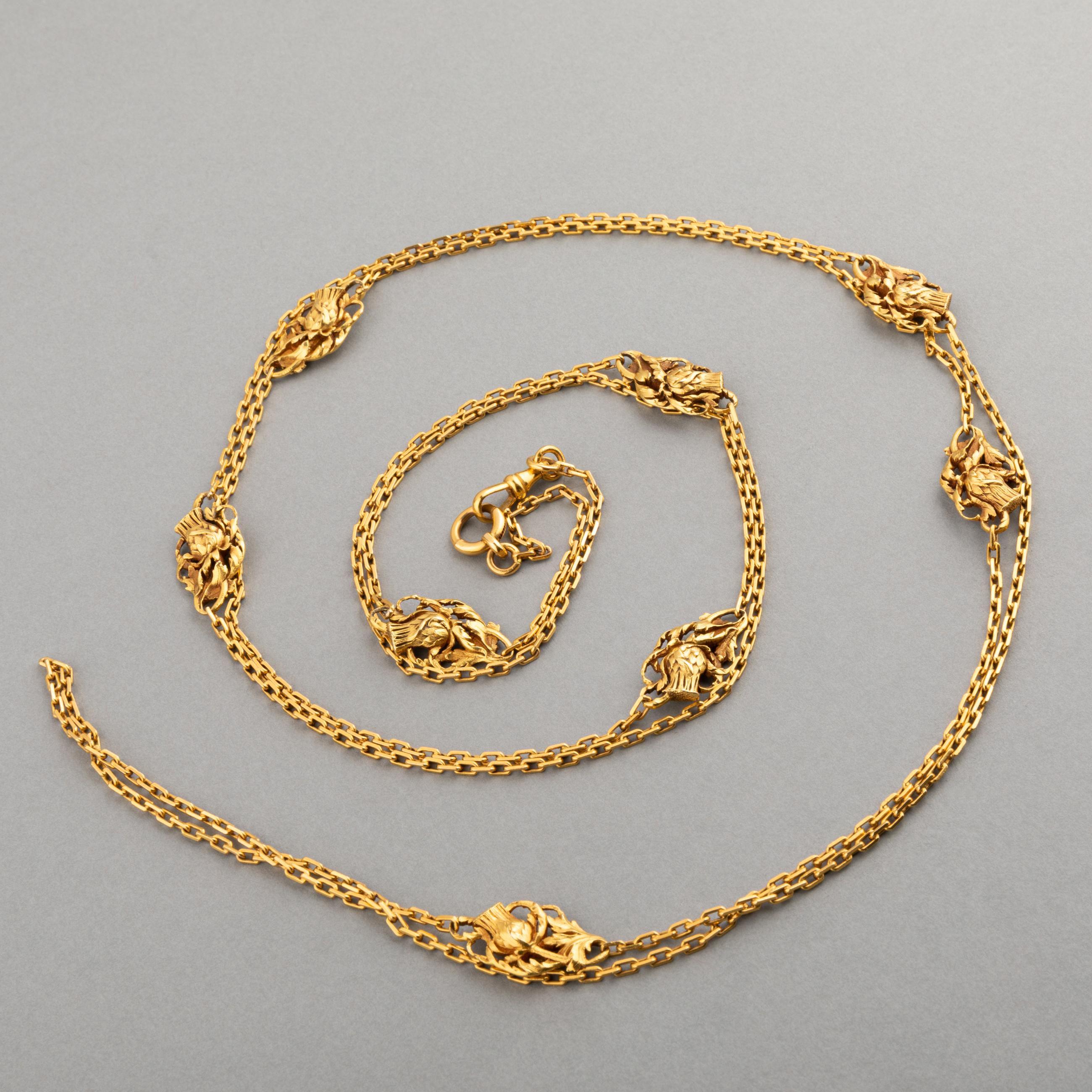 French Gold Antique Necklace In Good Condition In Saint-Ouen, FR