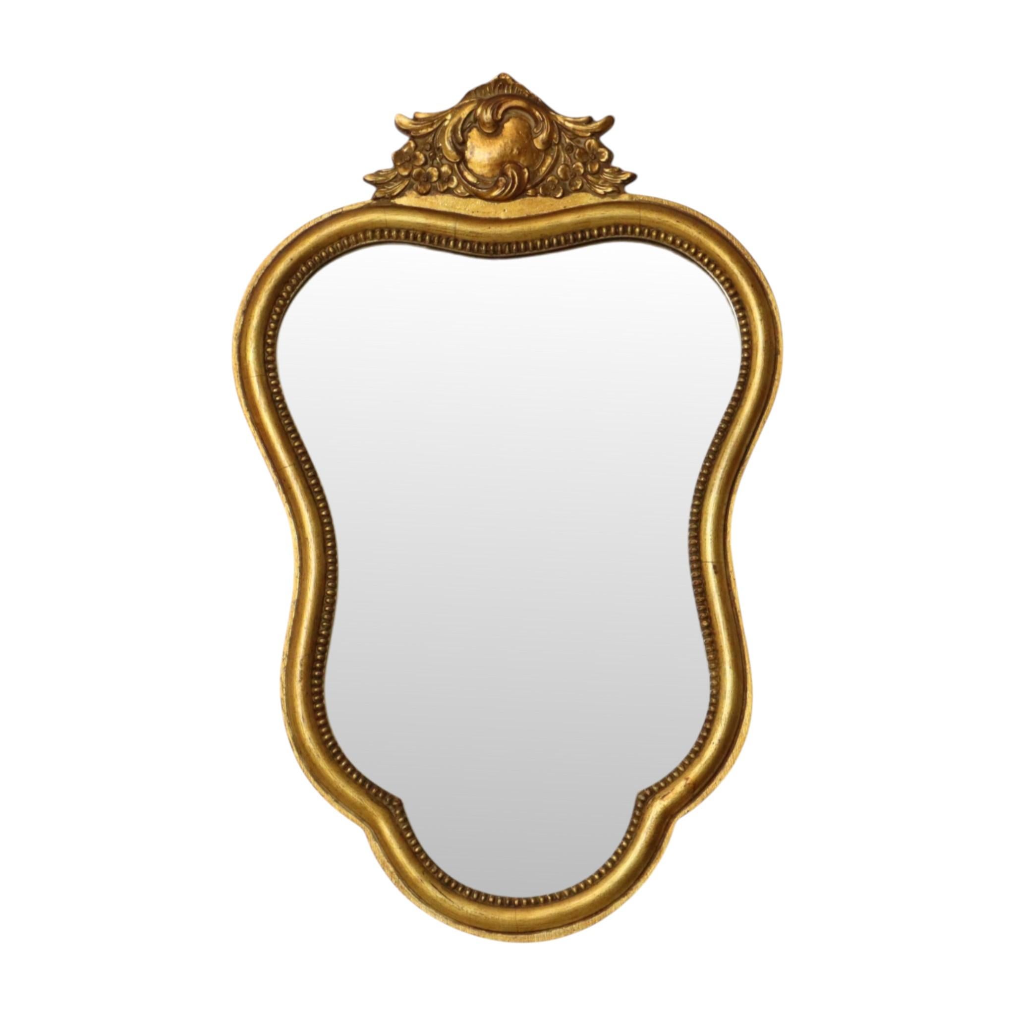 French Gold Baroque Style Mirror Crested For Sale