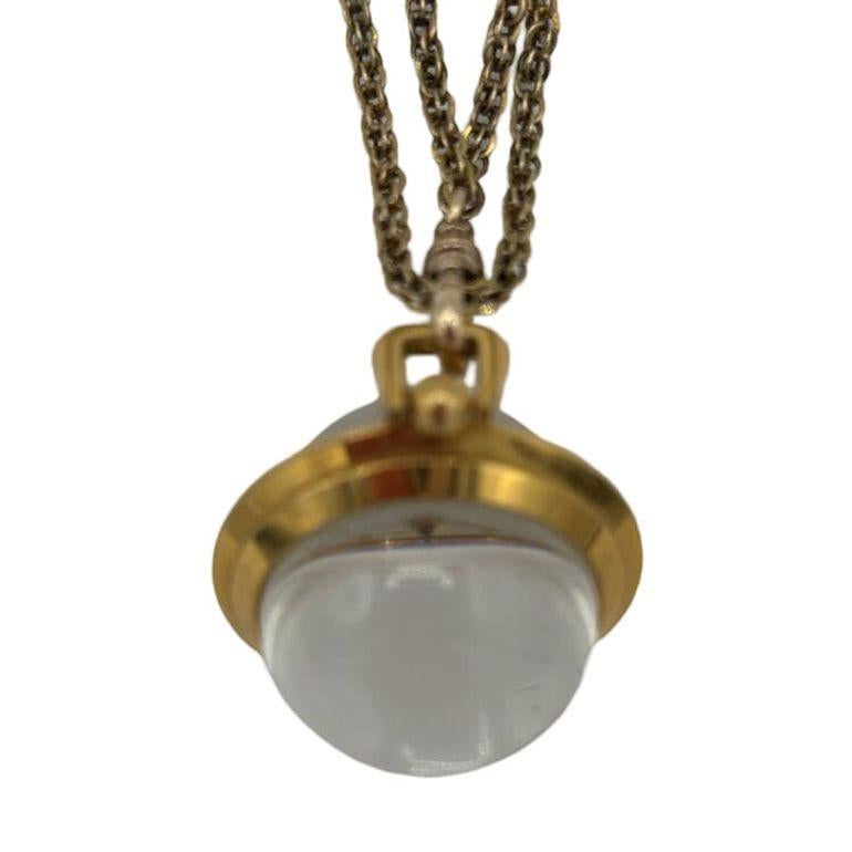 Mid-20th Century French Gold Bubble Pendant Watch w/ Skeleton View by Avril w/ 14K Gold Chain For Sale