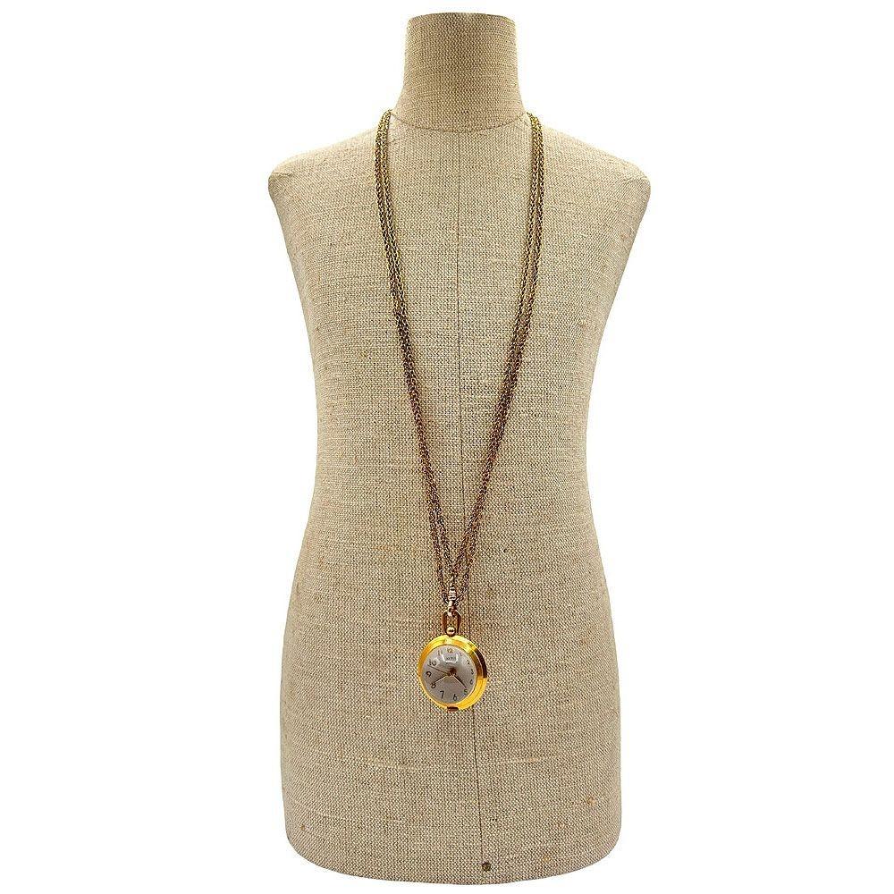 French Gold Bubble Pendant Watch w/ Skeleton View by Avril w/ 14K Gold Chain For Sale 4