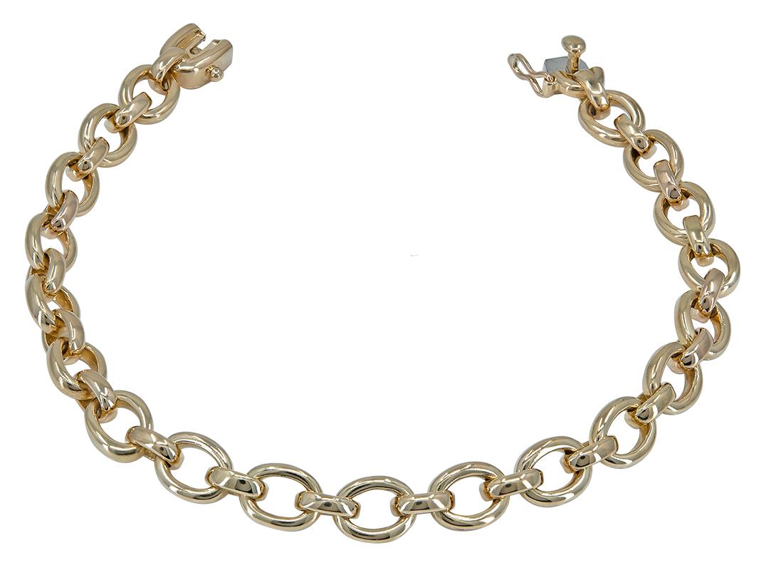 Fine gold link bracelet.  Made, signed and numbered by CARTIER.  Heavy gauge 18K yellow gold.  Delicate size link.  7 1/4