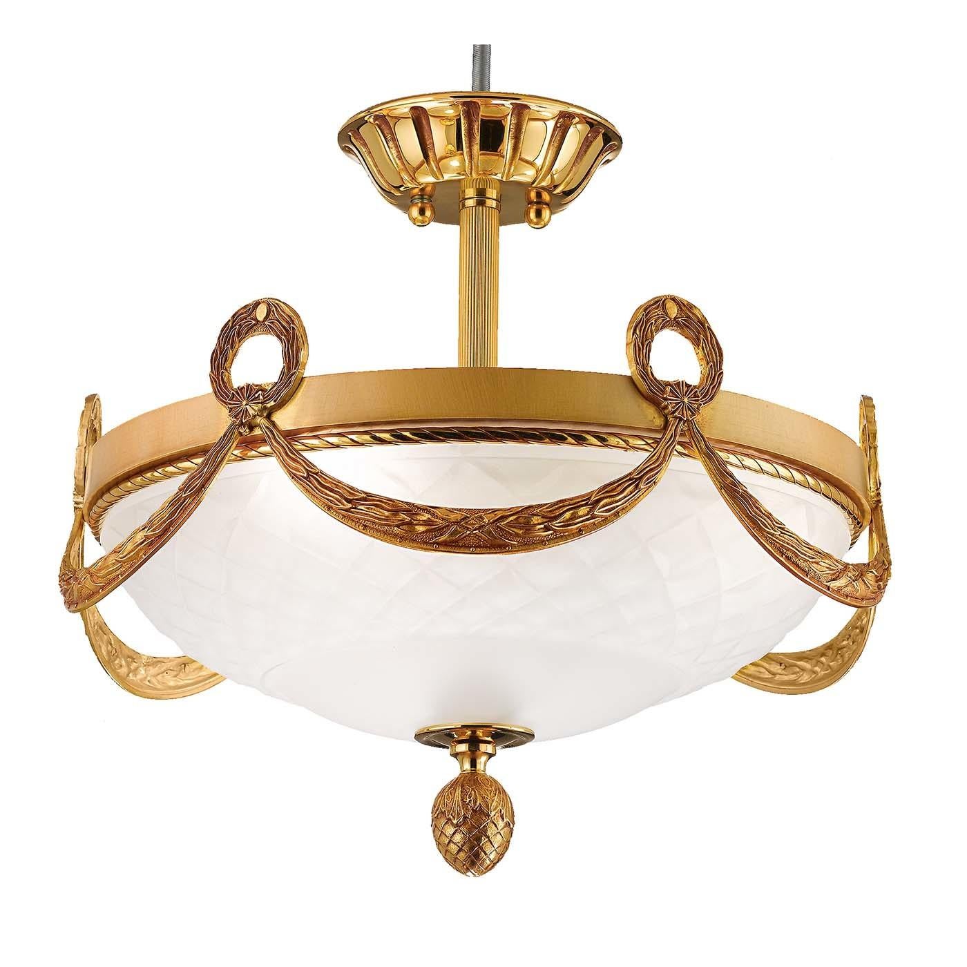 French Gold Ceiling Light For Sale
