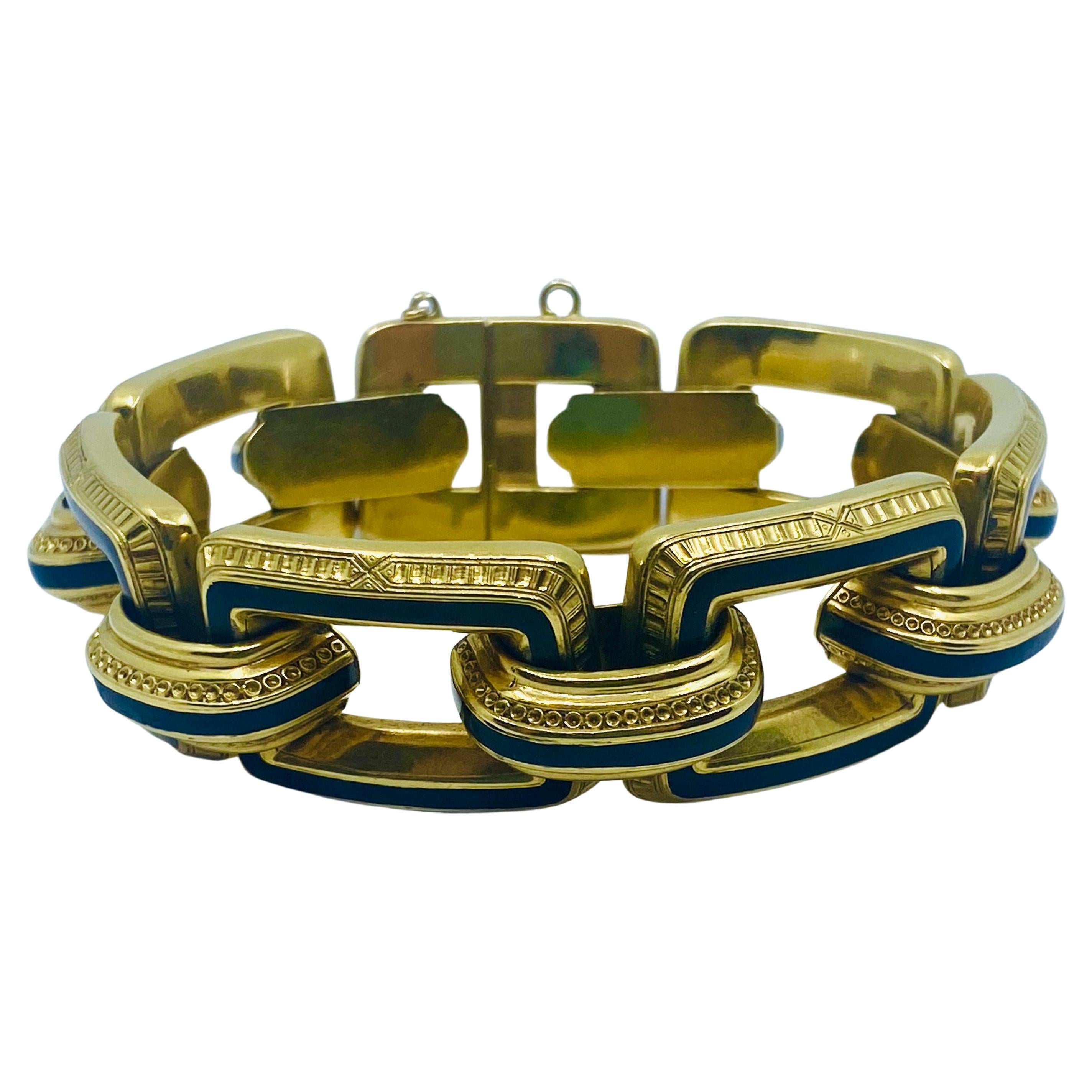 French Gold Enamel Bracelet For Sale at 1stDibs