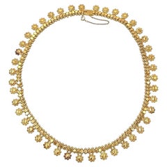 Vintage French Gold Floral Link Necklace