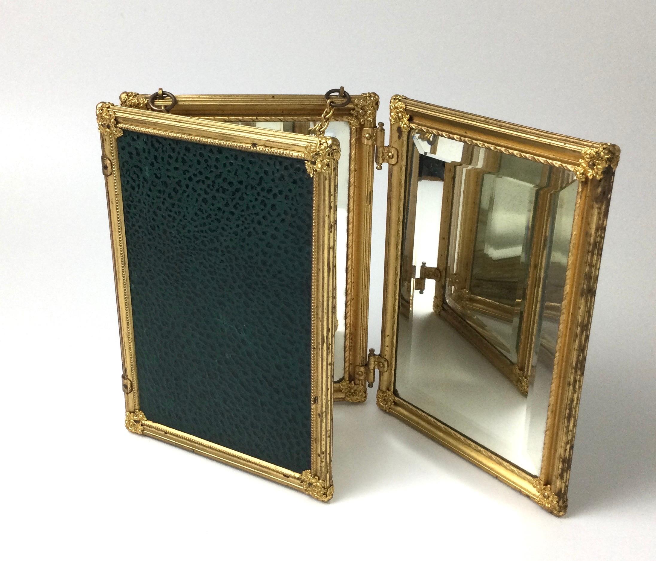 gold tri fold mirror