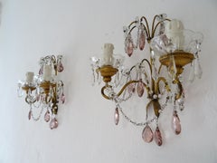 Apliques franceses de cristal de roca con prismas de amatista dorada, hacia 1920