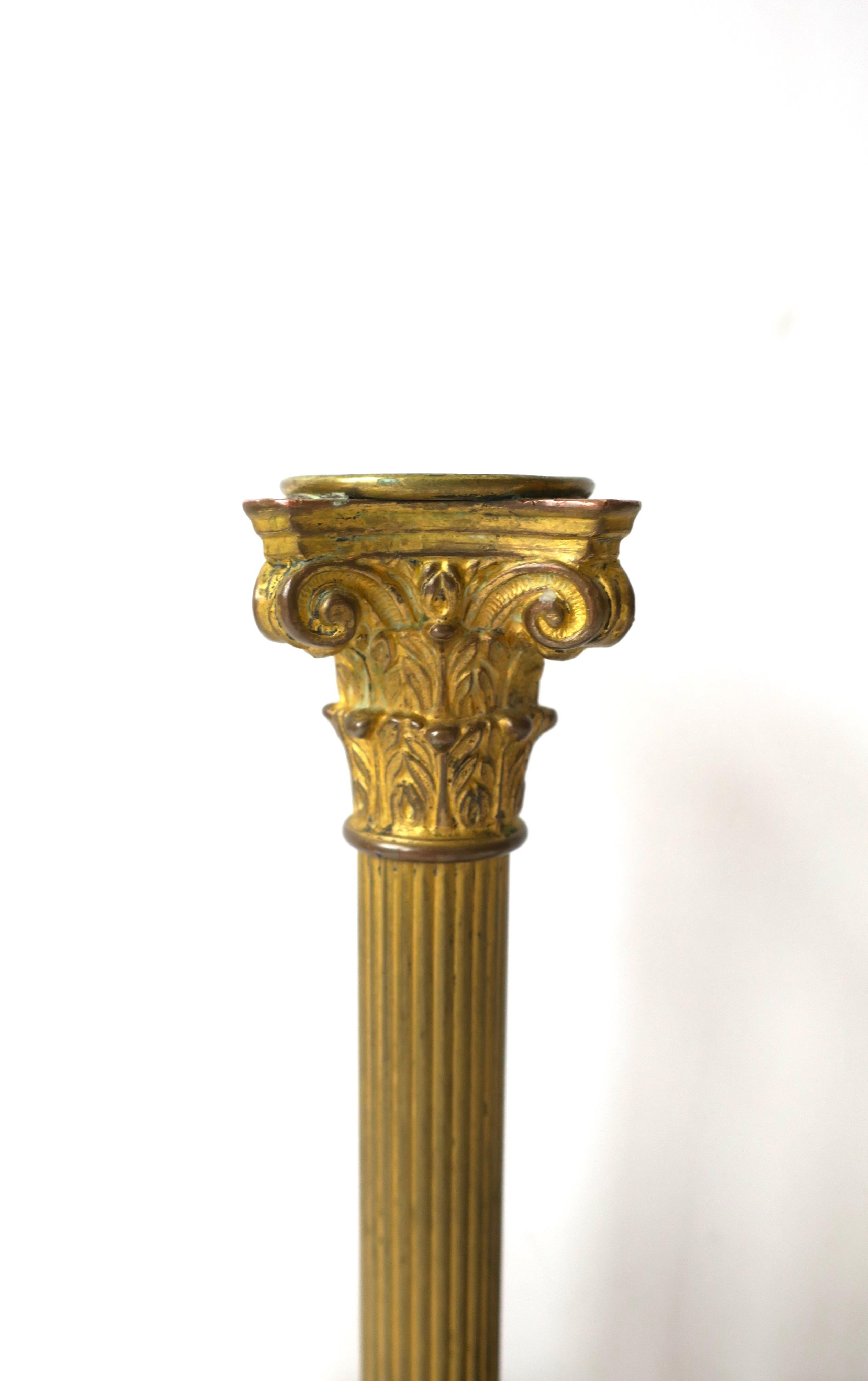 French Neoclassical Bronze Column Pillar Candlesticks Holders, Pair For Sale 4