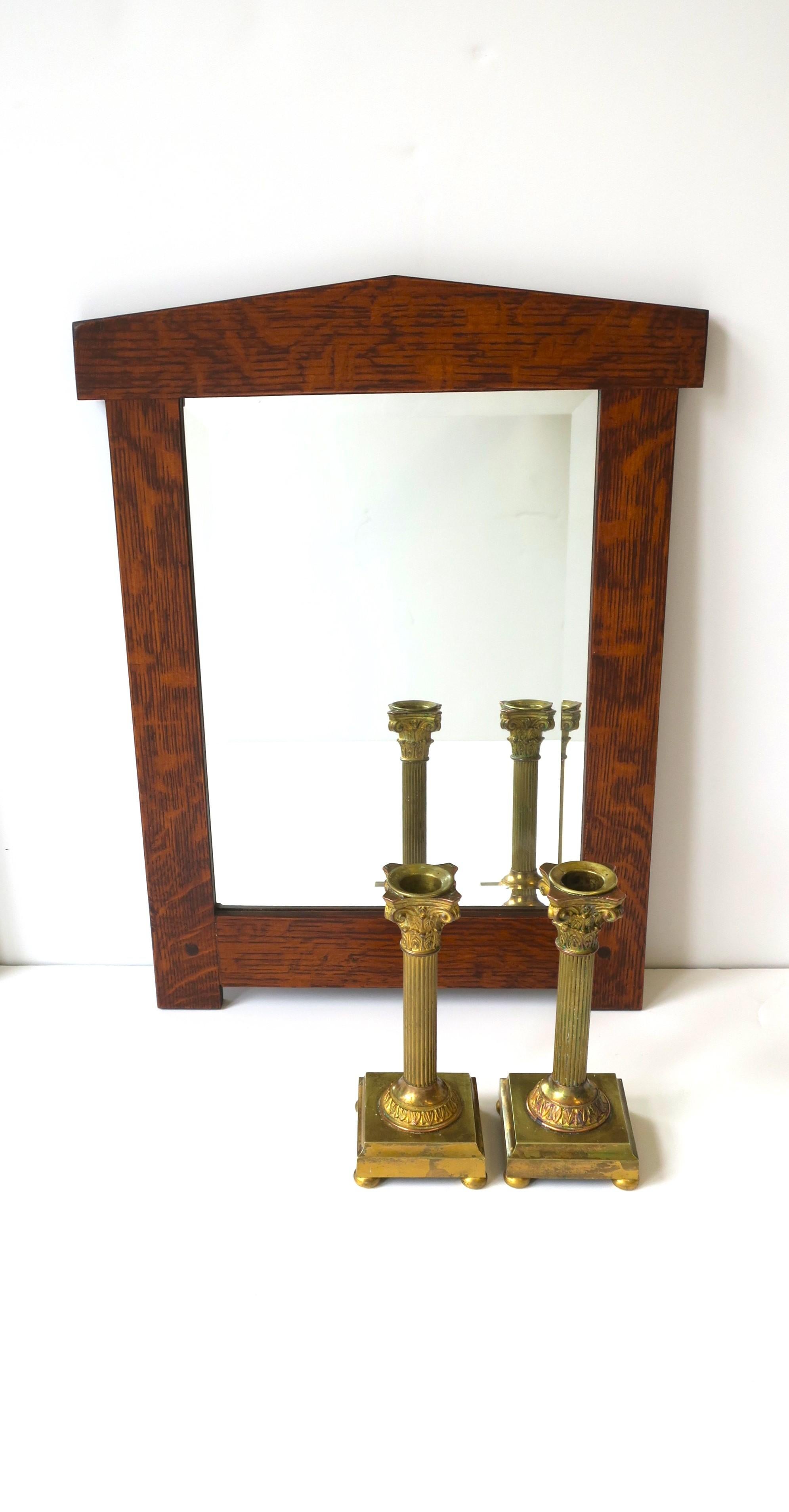 French Neoclassical Bronze Column Pillar Candlesticks Holders, Pair In Good Condition For Sale In New York, NY