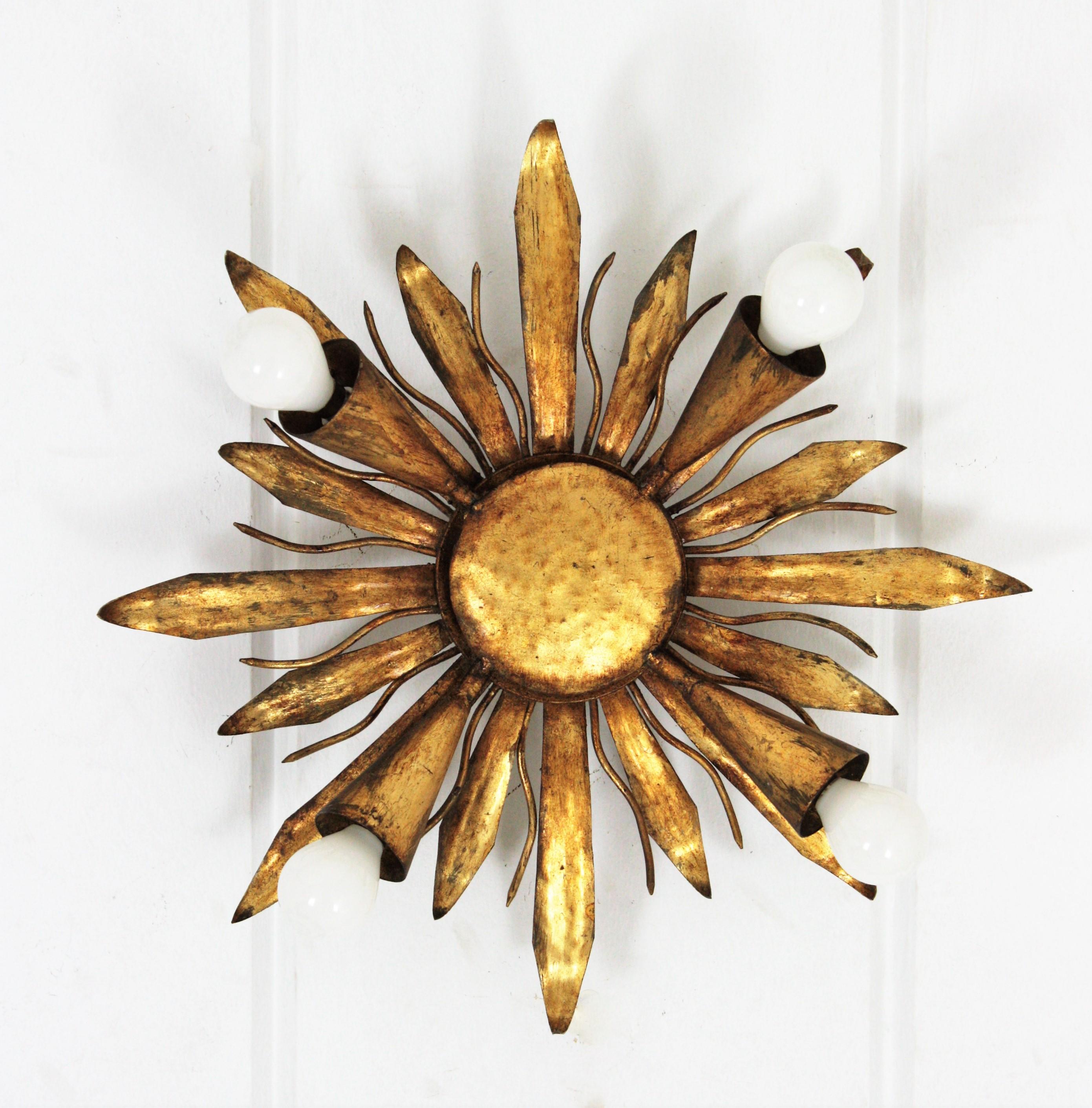 sunburst light fixture-gold