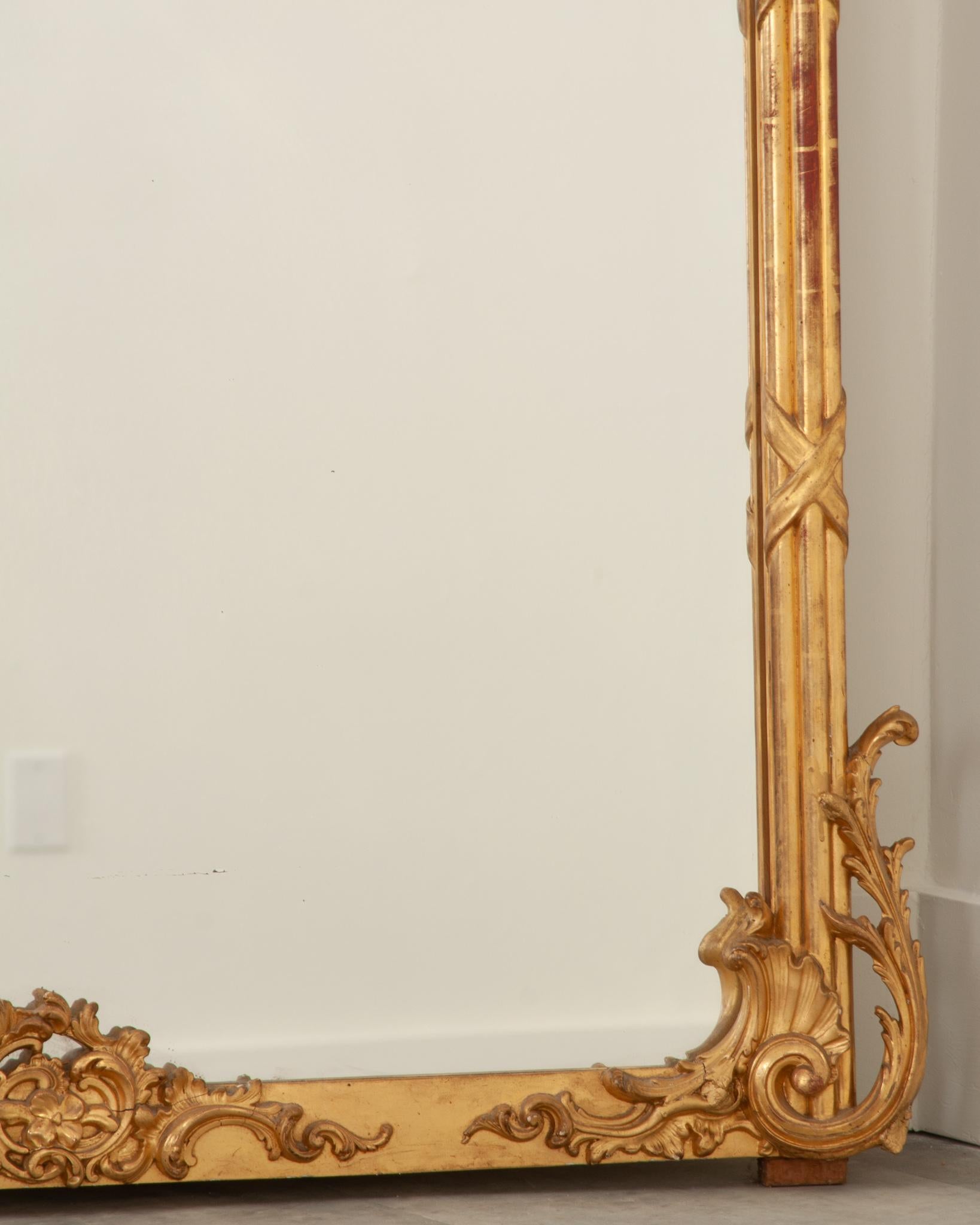 Carved French Gold Gilt Louis XV Mantle Mirror