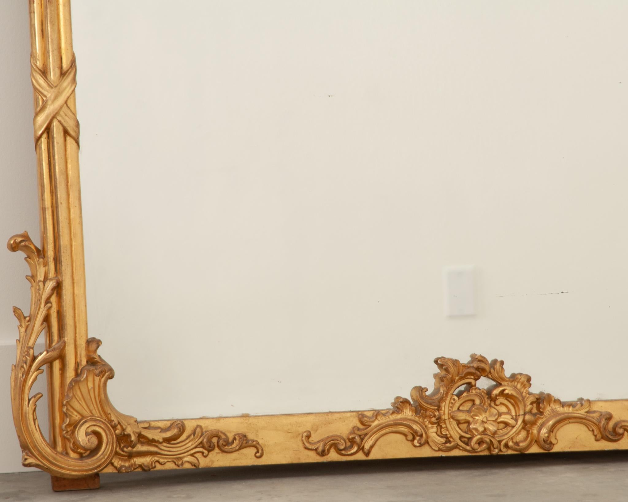 French Gold Gilt Louis XV Mantle Mirror In Good Condition In Baton Rouge, LA