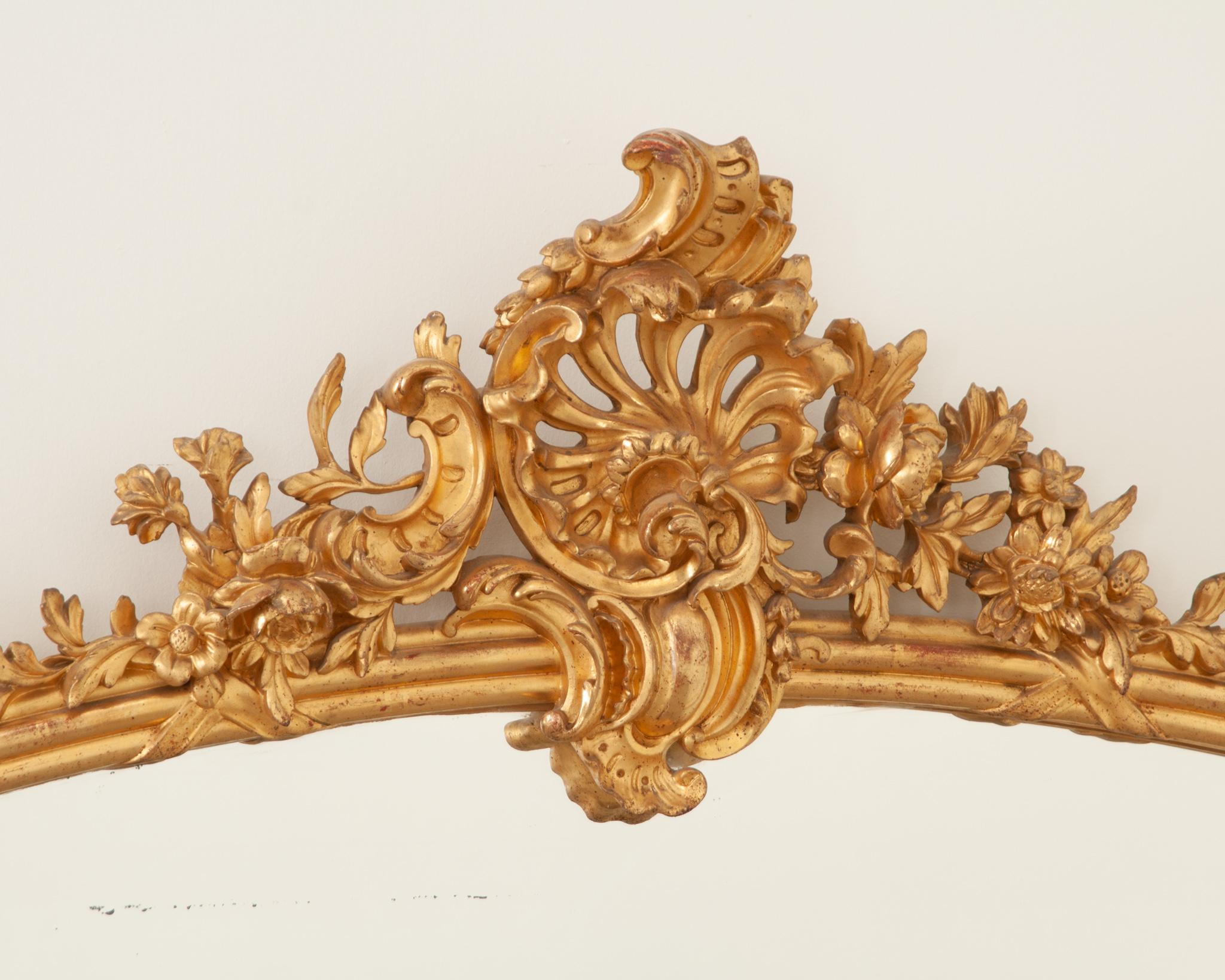 19th Century French Gold Gilt Louis XV Mantle Mirror