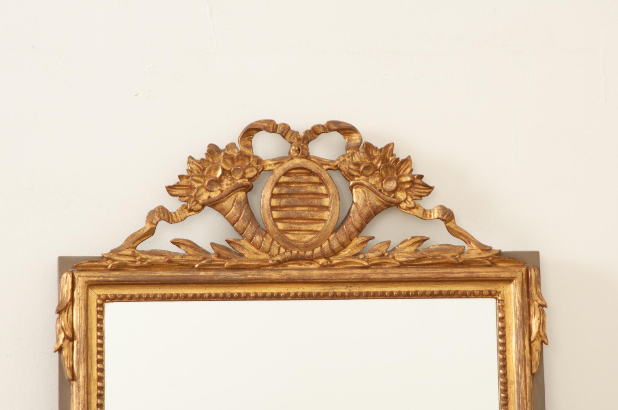 French Gold Gilt Louis XVI Style Mirror In Good Condition For Sale In Baton Rouge, LA