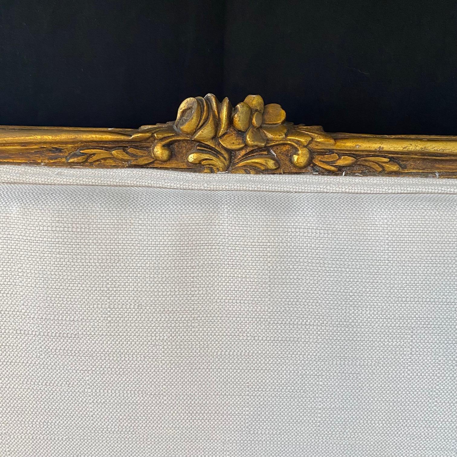 French Gold Giltwood Louis XV Sofa, Loveseat or Settee Newly Reupholstered  For Sale 3