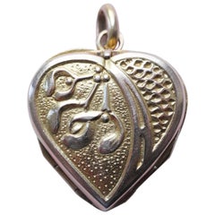 French Gold Heart and Mistletoe Locket