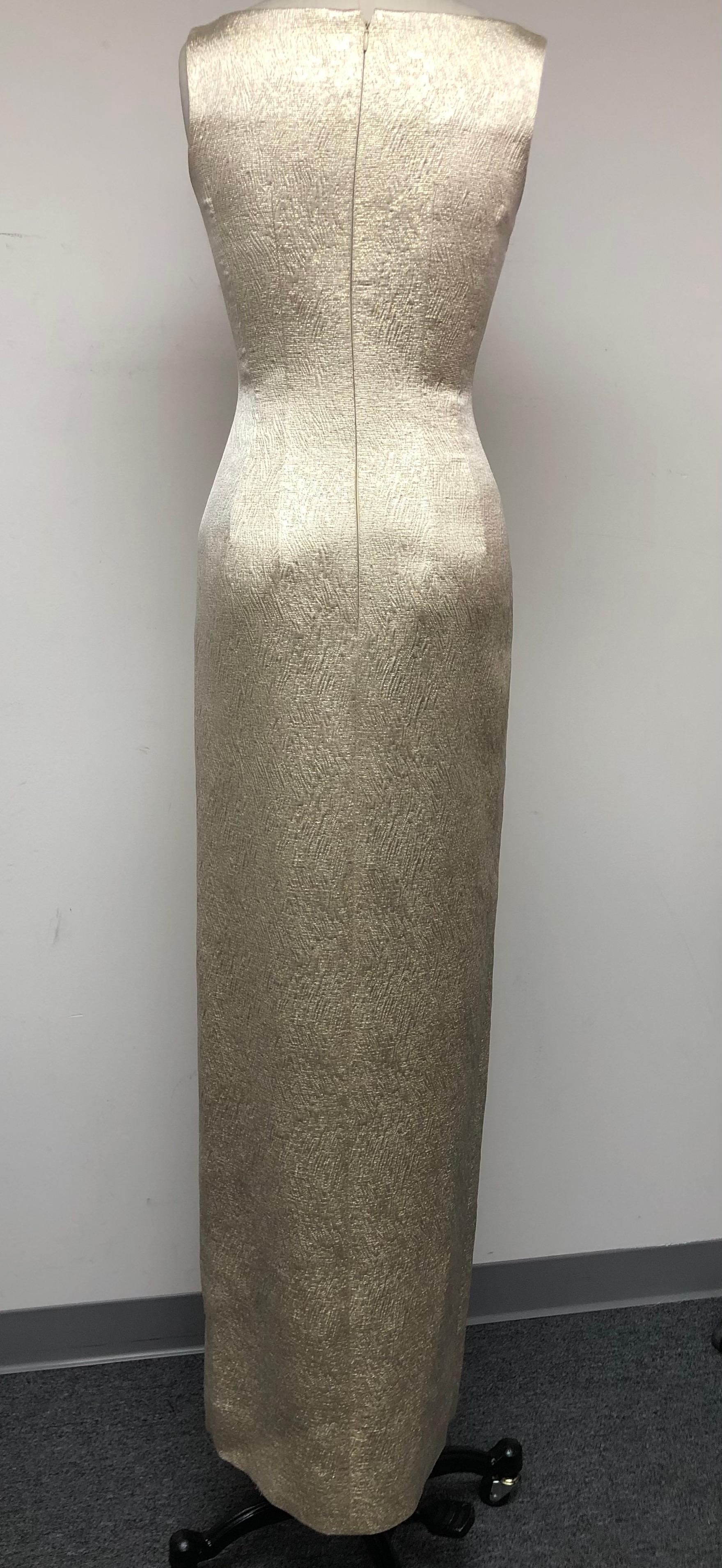 French Gold Lame Column Gown In Excellent Condition In Los Angeles, CA