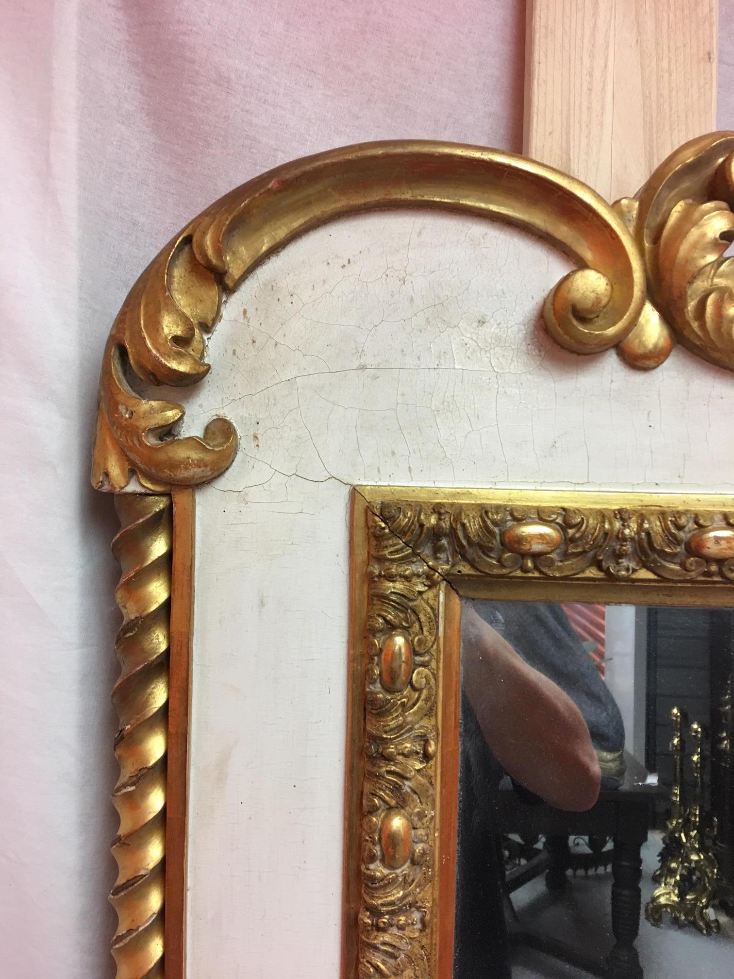 19th Century French Gold Leaf and Cream Color Mirror, circa 1890