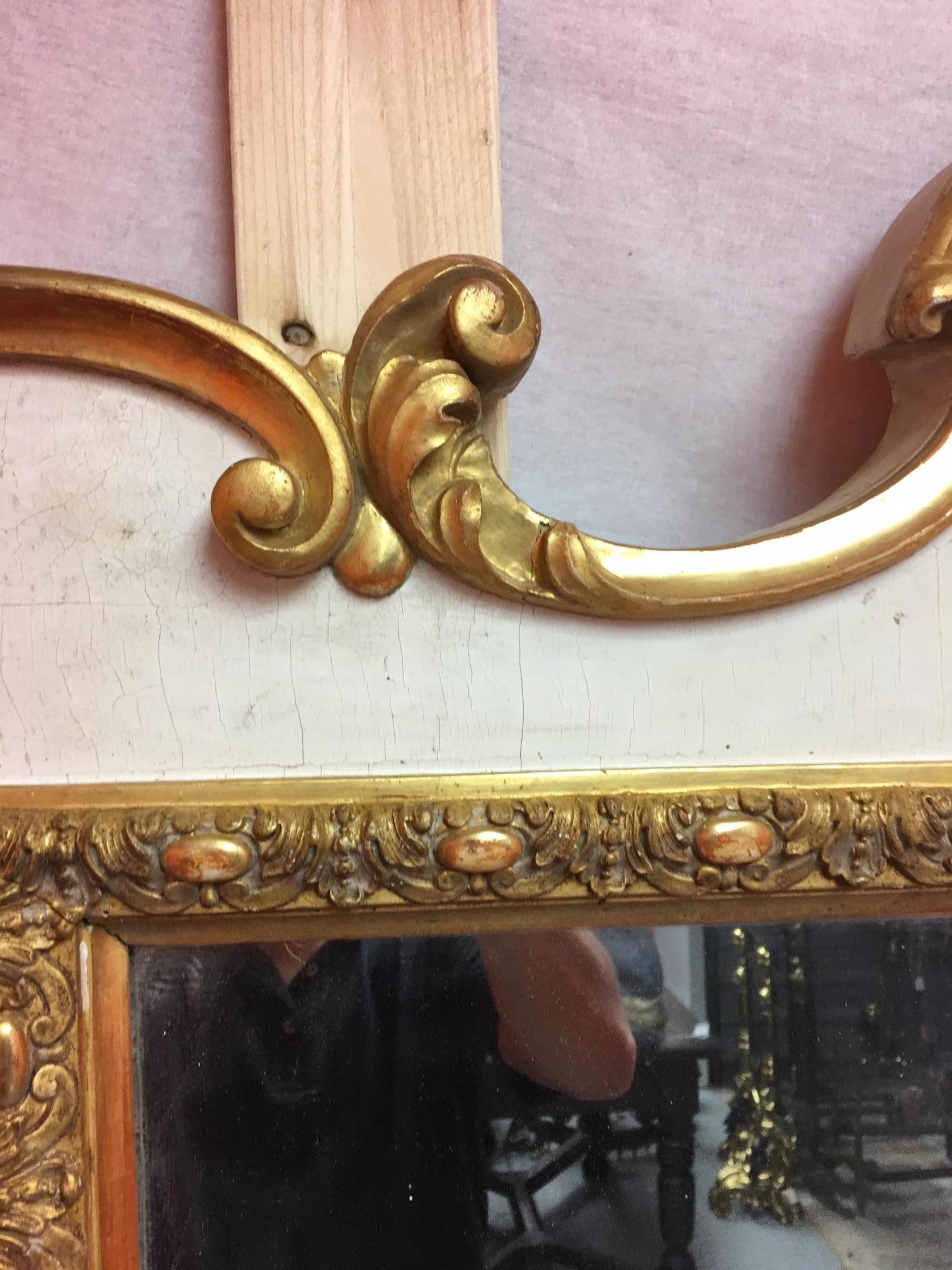 Wood French Gold Leaf and Cream Color Mirror, circa 1890