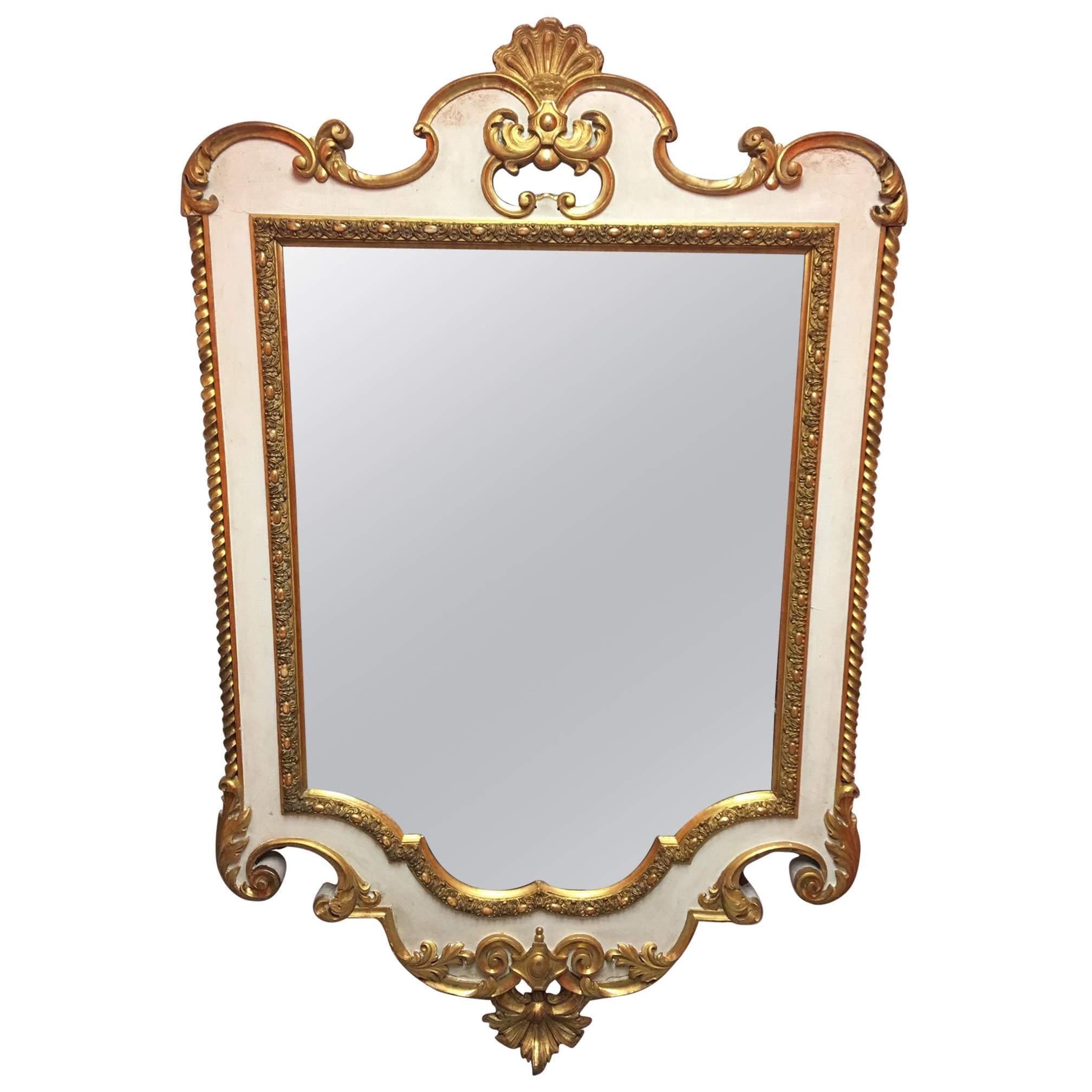 French Gold Leaf and Cream Color Mirror, circa 1890