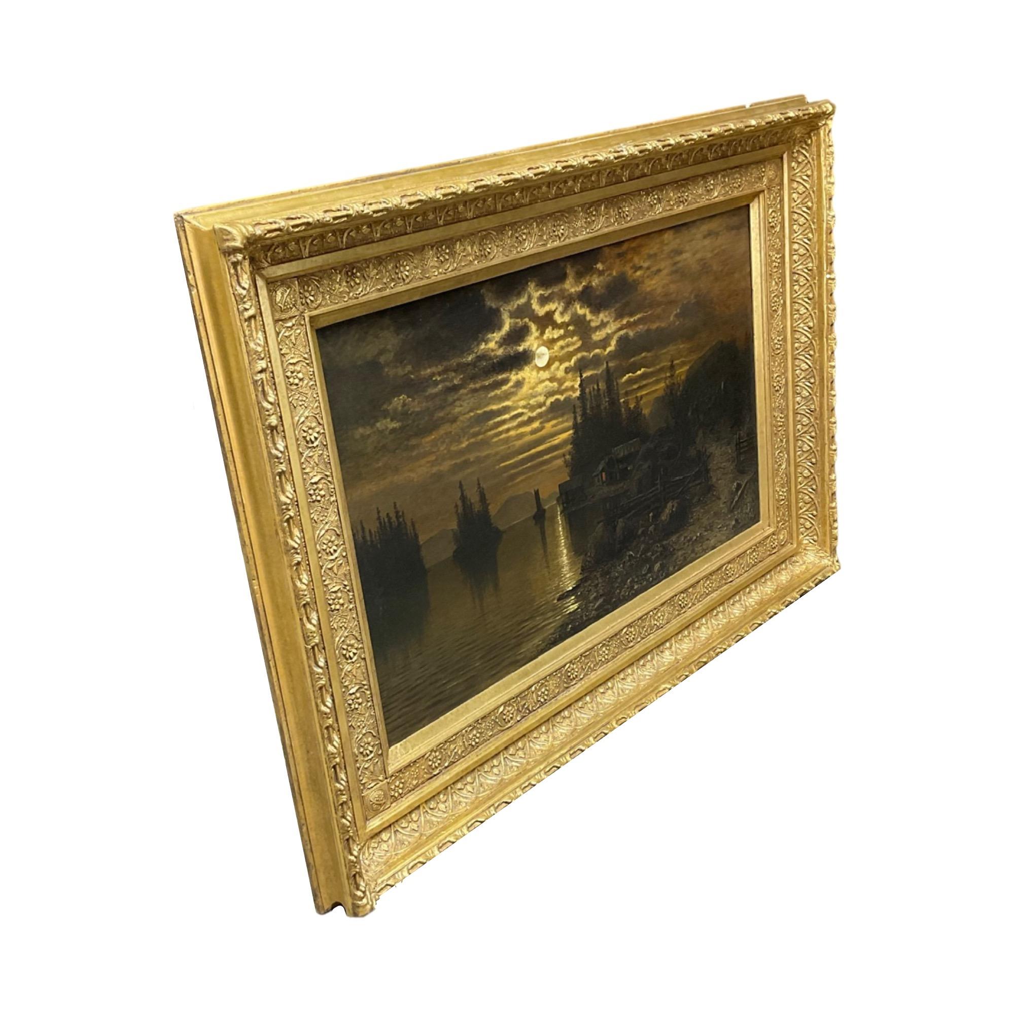 French Gold Leaf Framed Painting In Good Condition For Sale In Dallas, TX