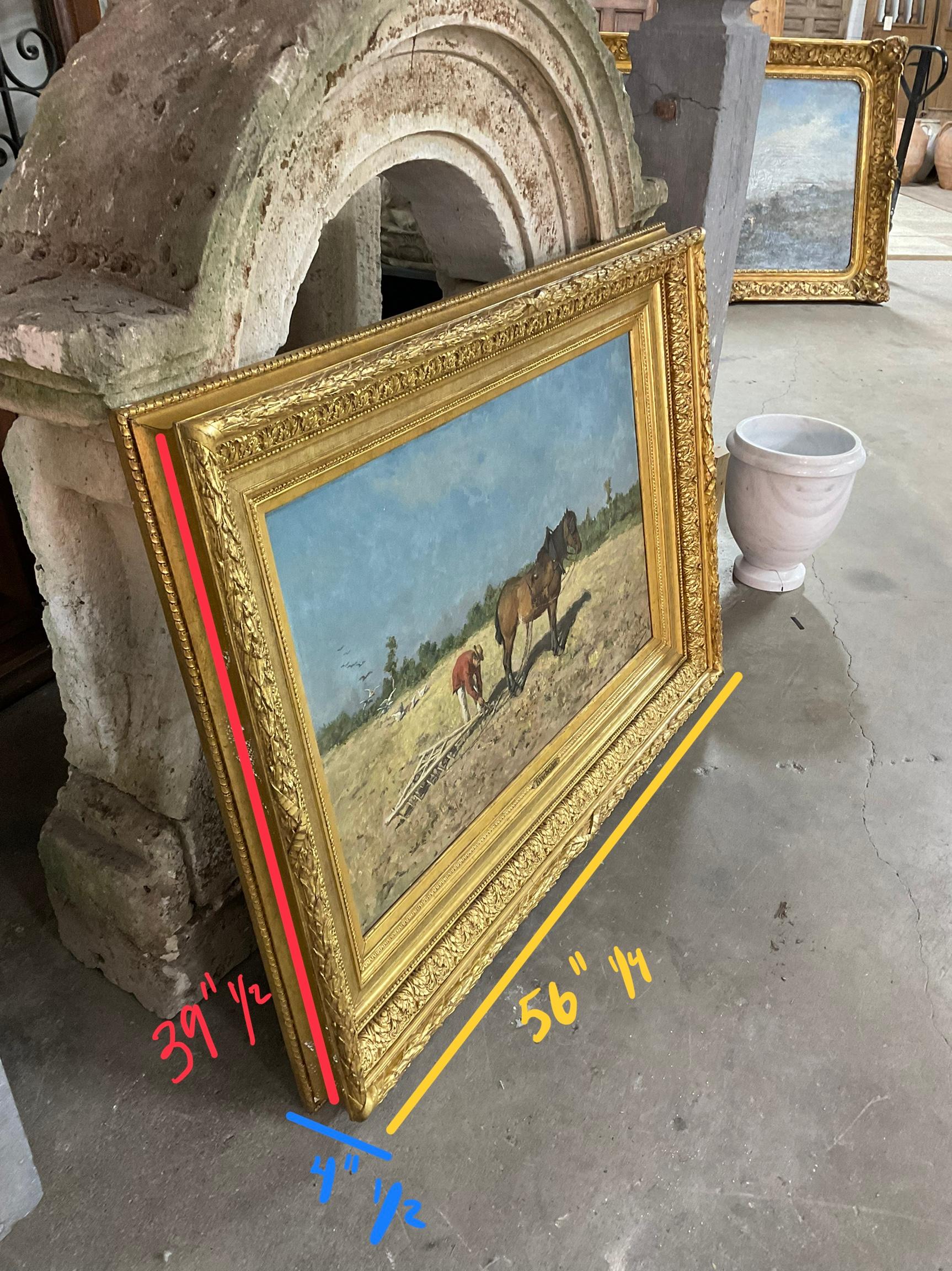 18th Century and Earlier French Gold Leaf Framed Painting For Sale