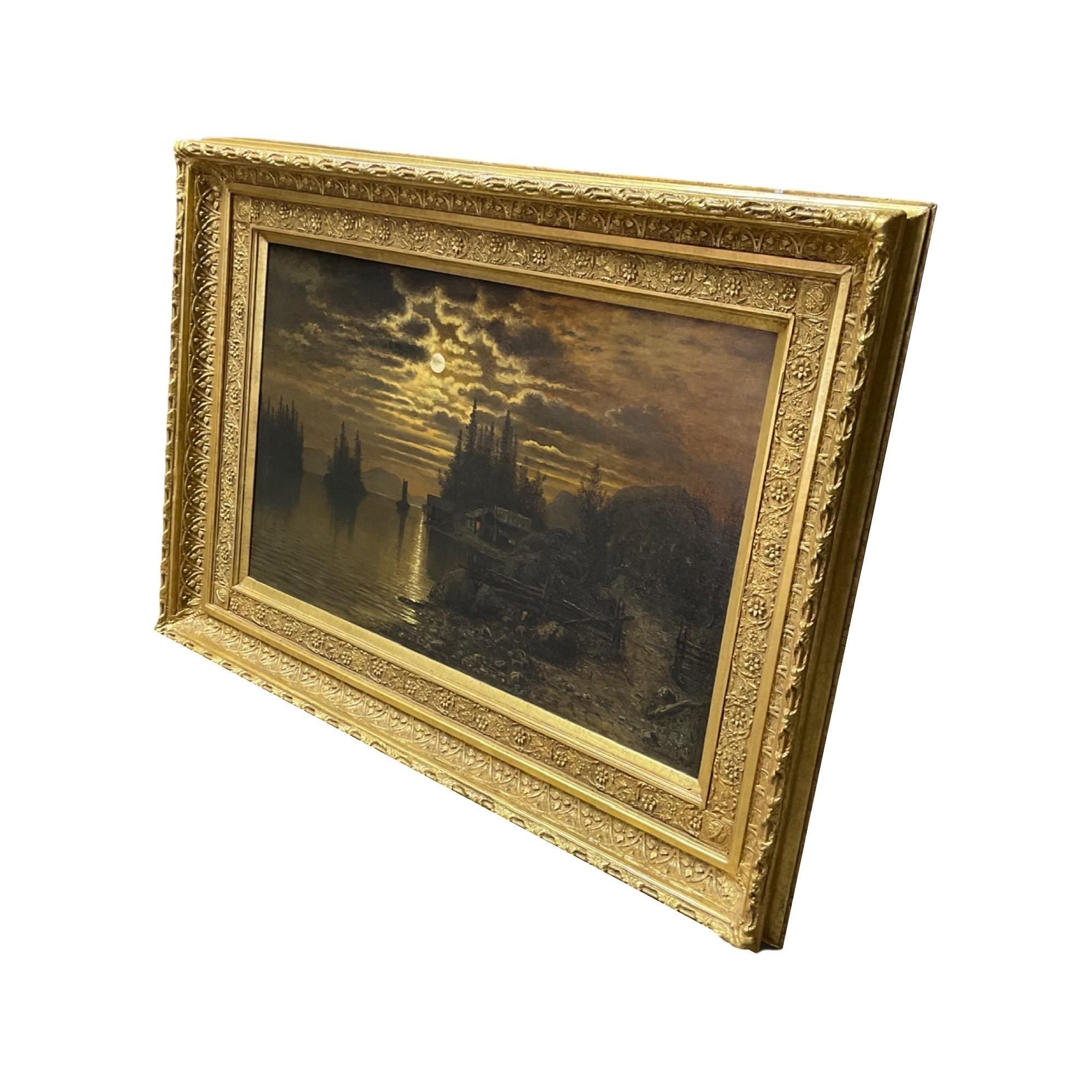 18th Century and Earlier French Gold Leaf Framed Painting For Sale