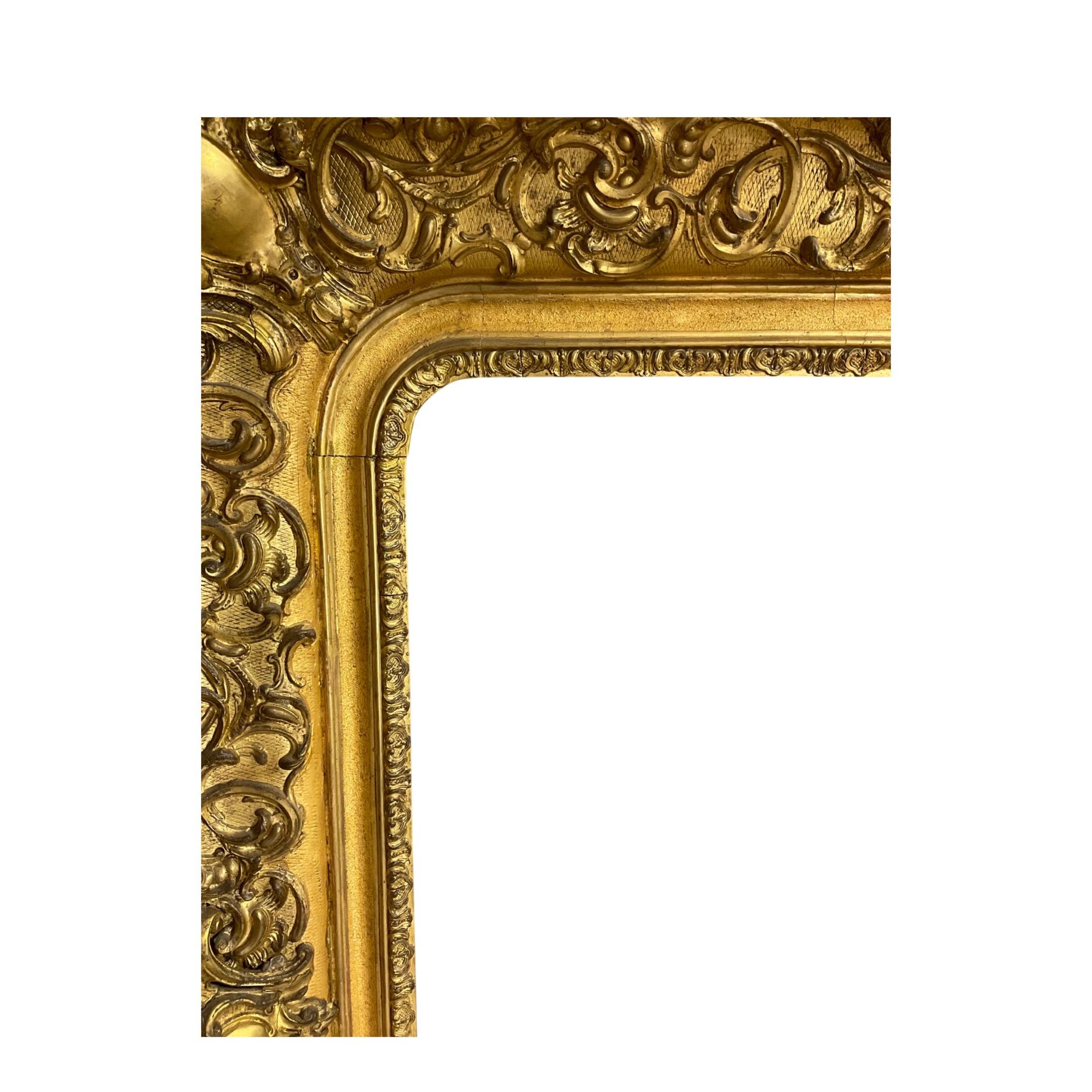 18th Century and Earlier French Gold Leaf Framed Painting For Sale