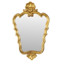 French Gold Leaf Gilded Baroque Style Mirror Crested Mirror Sixties 66cm