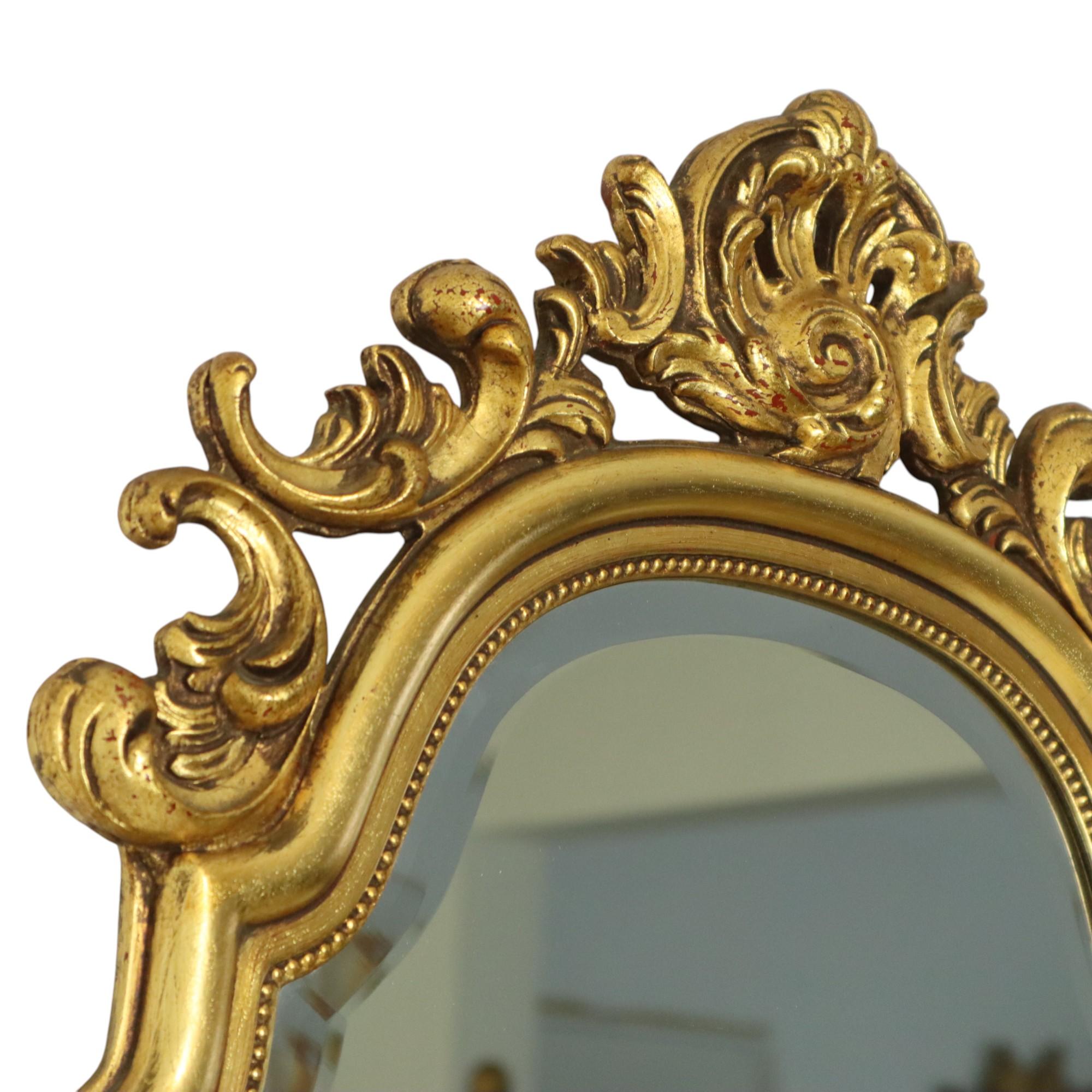 Espejo con Cresta Dorado Estilo Barroco Facetado 84cm en venta 7