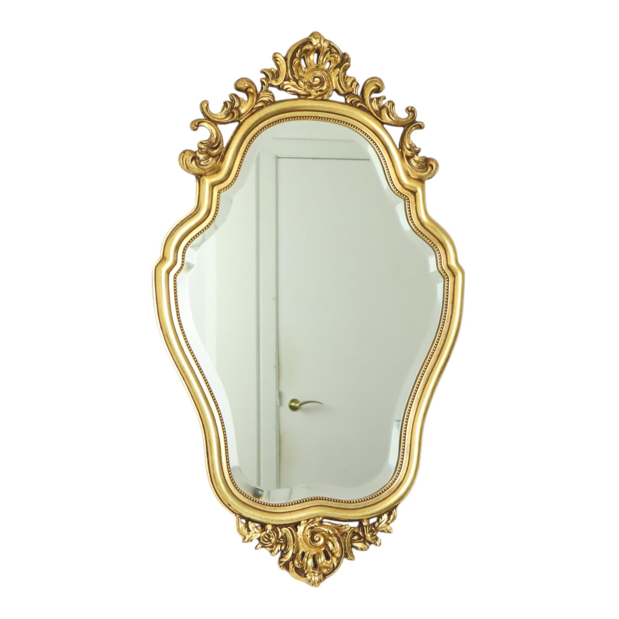 Espejo con Cresta Dorado Estilo Barroco Facetado 84cm en venta 8