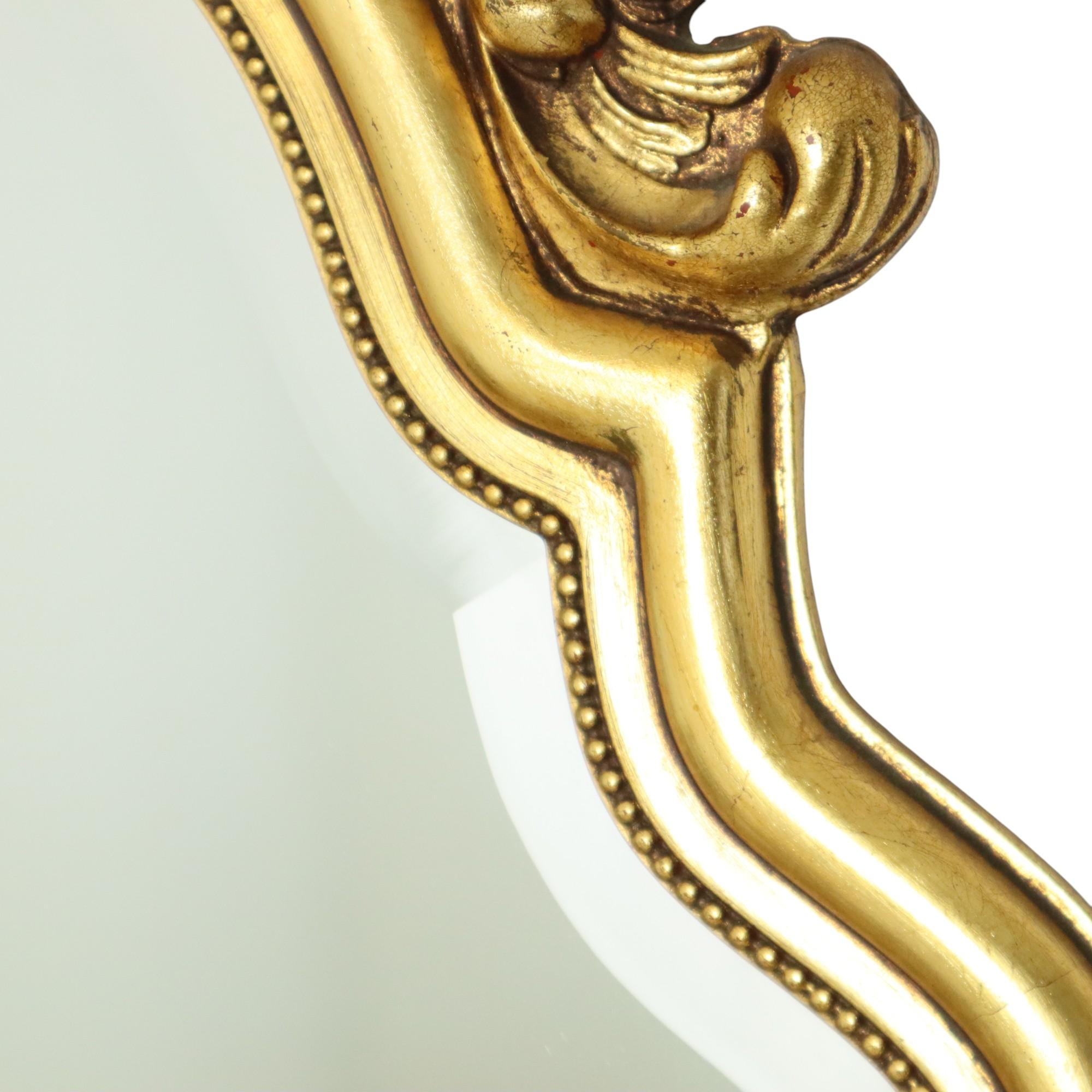 Espejo con Cresta Dorado Estilo Barroco Facetado 84cm en Bueno estado para la venta en Poperinge, BE