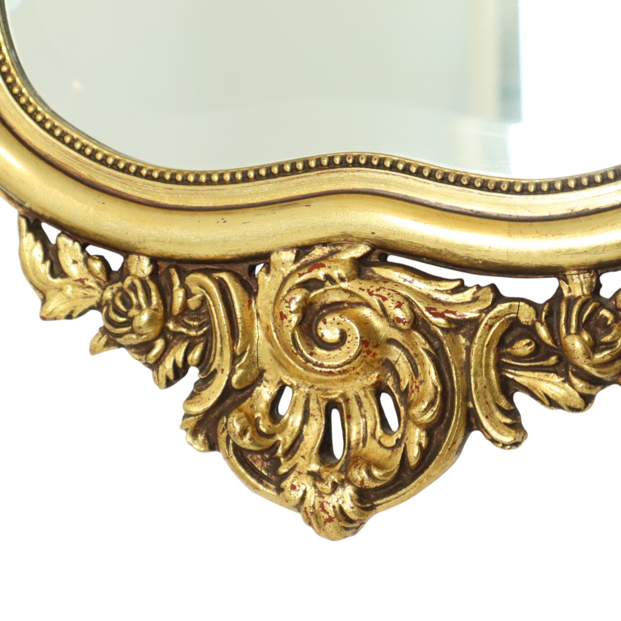 Espejo con Cresta Dorado Estilo Barroco Facetado 84cm siglo XX en venta