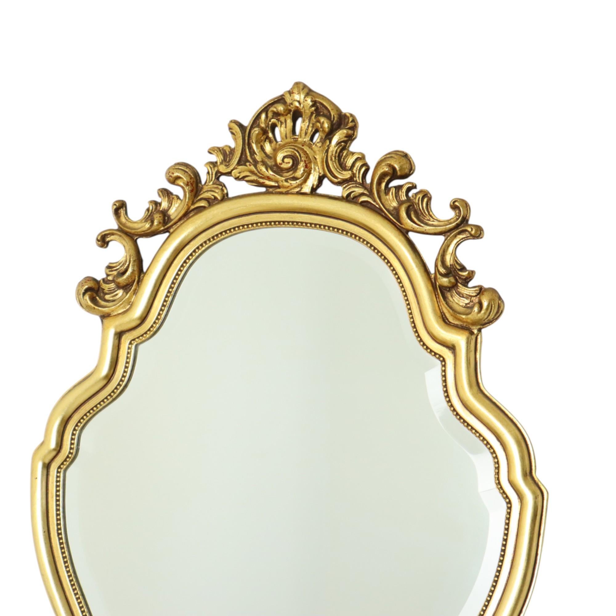 Espejo con Cresta Dorado Estilo Barroco Facetado 84cm en venta 1