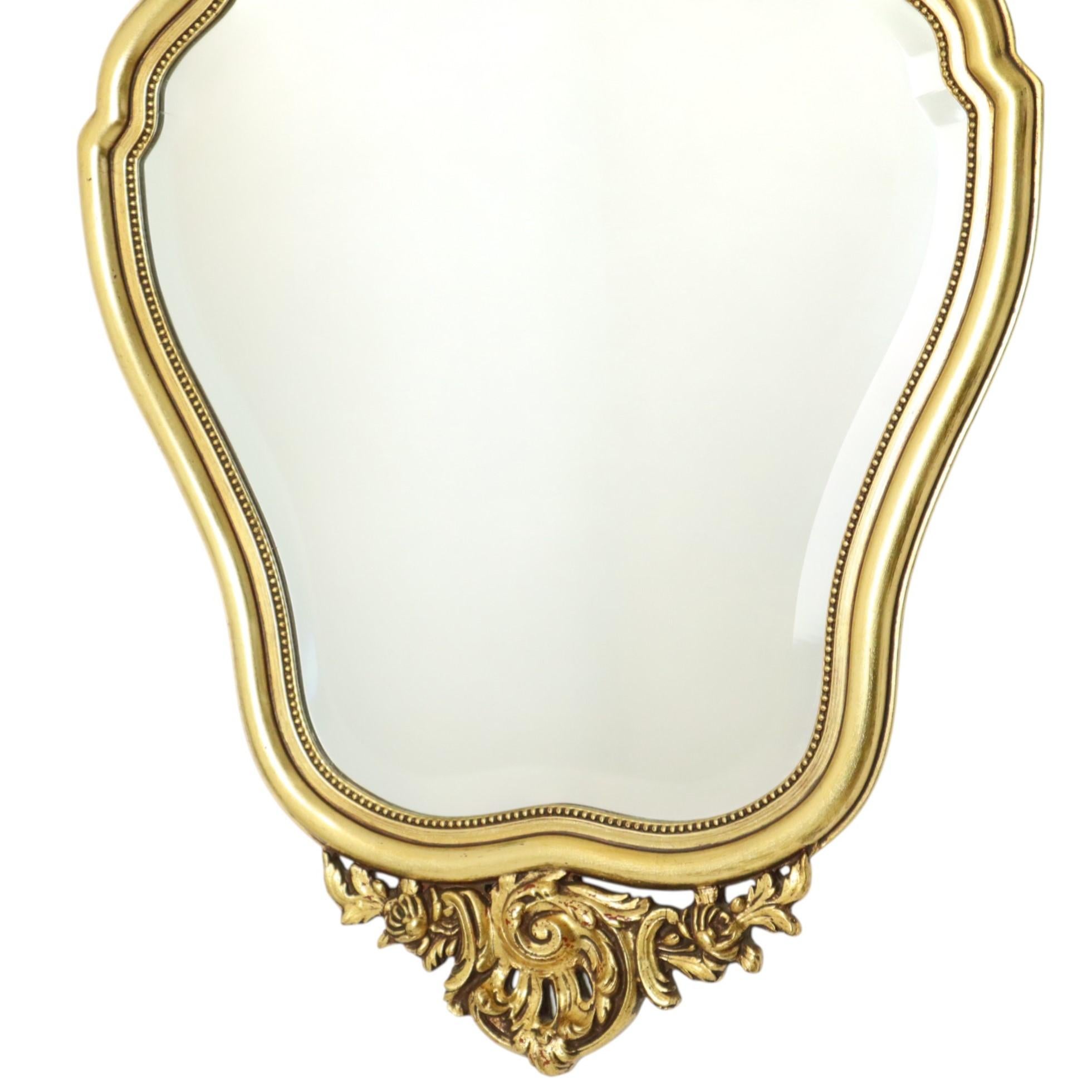 Espejo con Cresta Dorado Estilo Barroco Facetado 84cm en venta 2