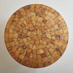 French Gold Leaf Glass Top Coffee Table with Wood Base, 1970s