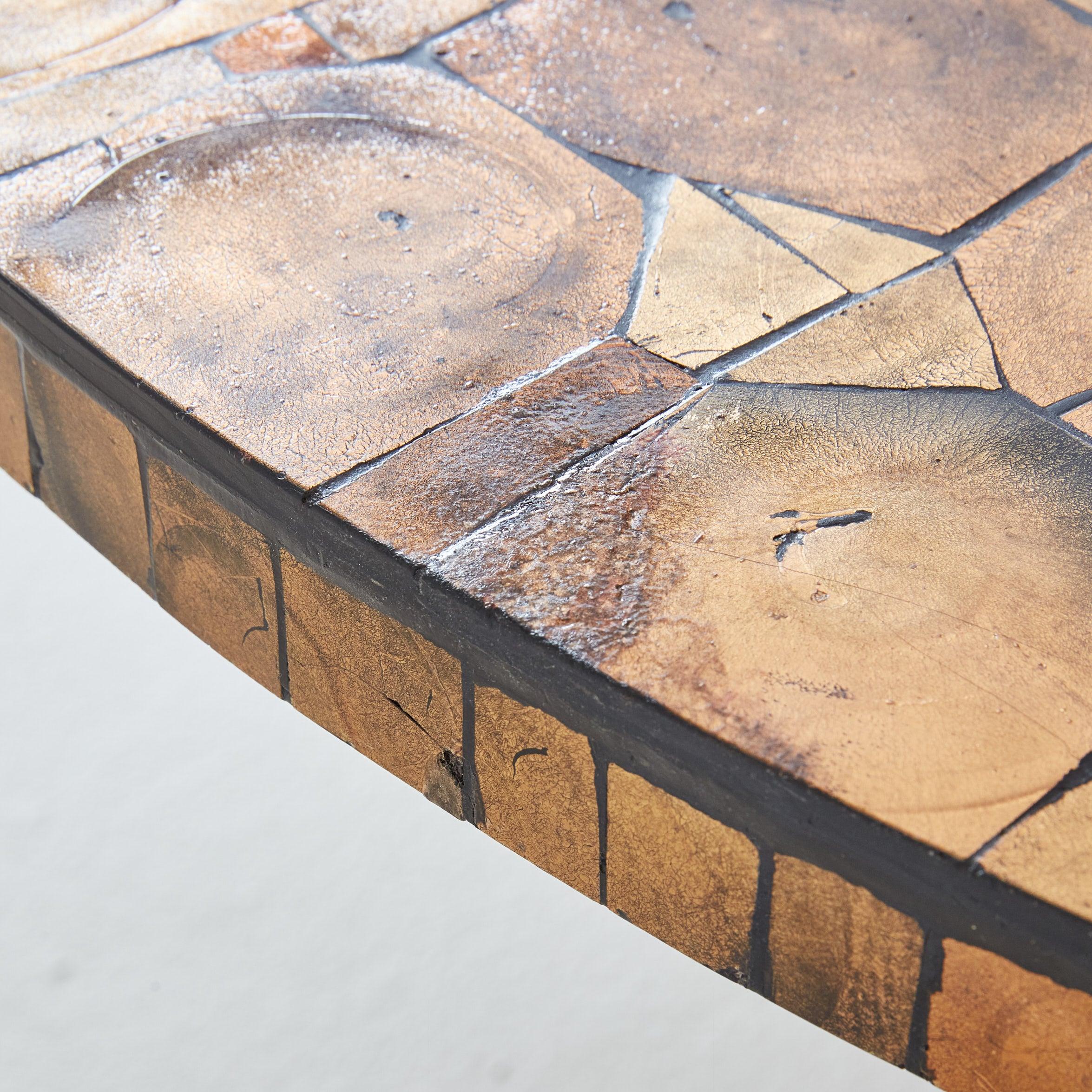 Table basse française avec base en bois, années 1970 en vente 2