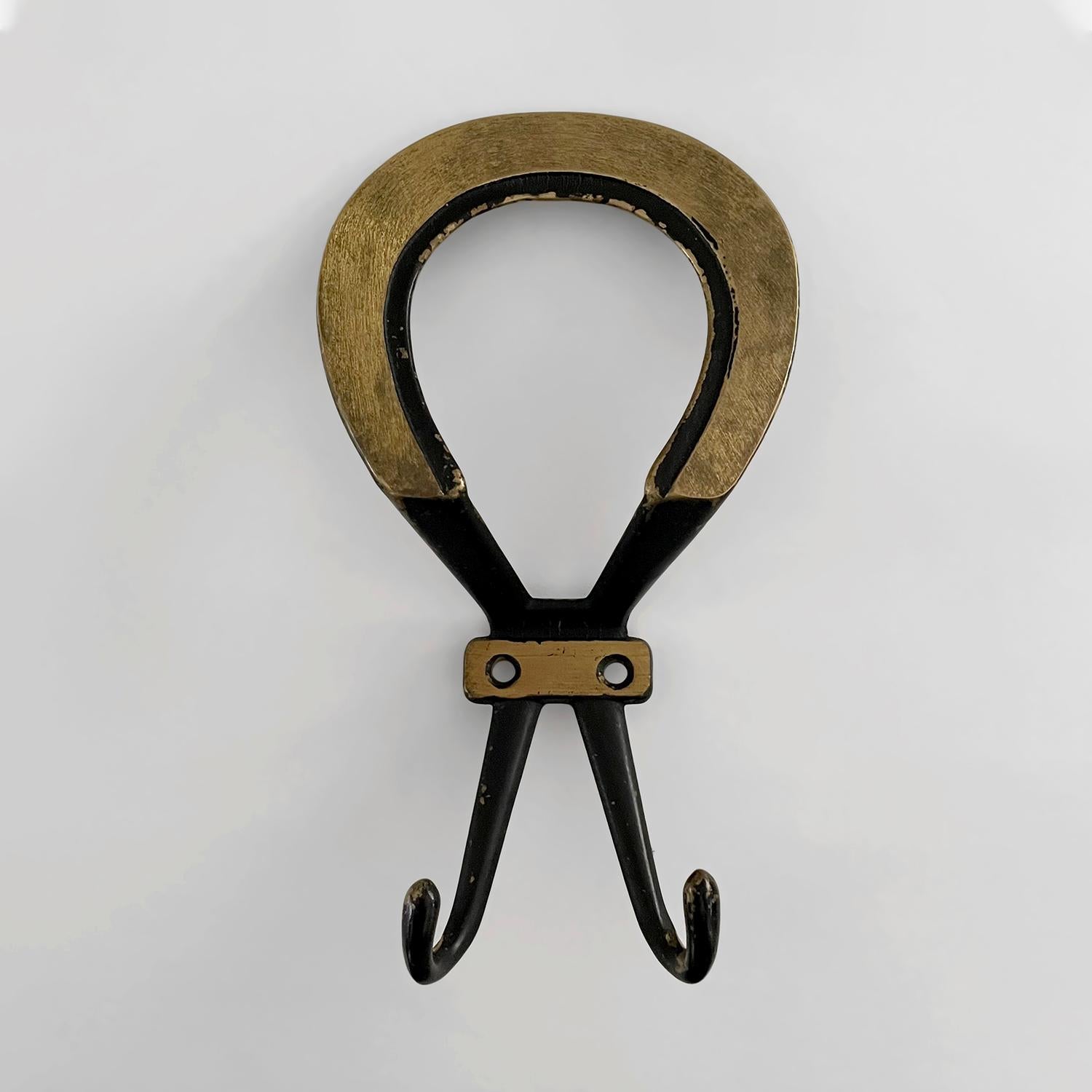 French Gold Leaf & Iron Loop Wall Coat Hooks - 4 available  In Good Condition For Sale In Los Angeles, CA