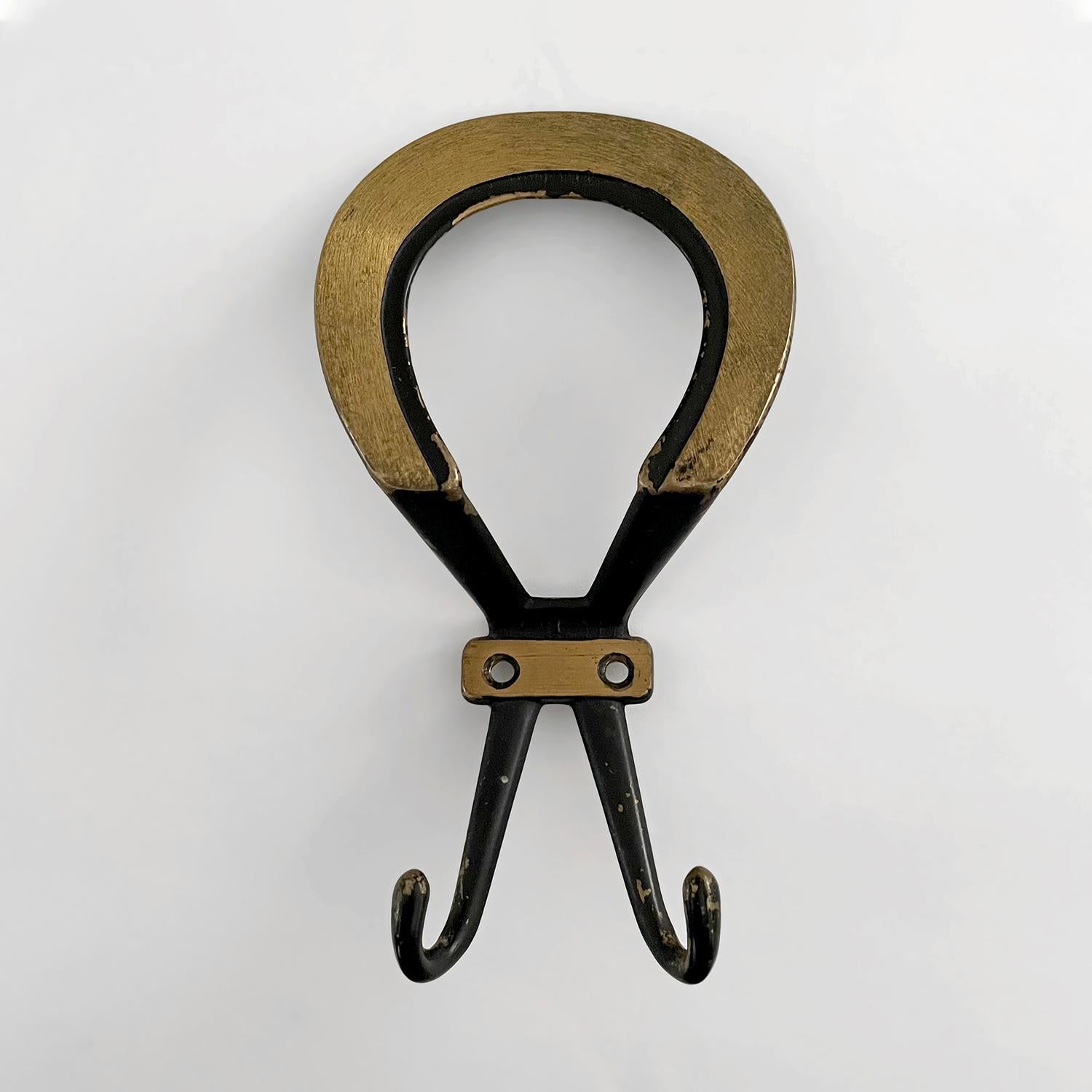 20th Century French Gold Leaf & Iron Loop Wall Coat Hooks - 4 available  For Sale