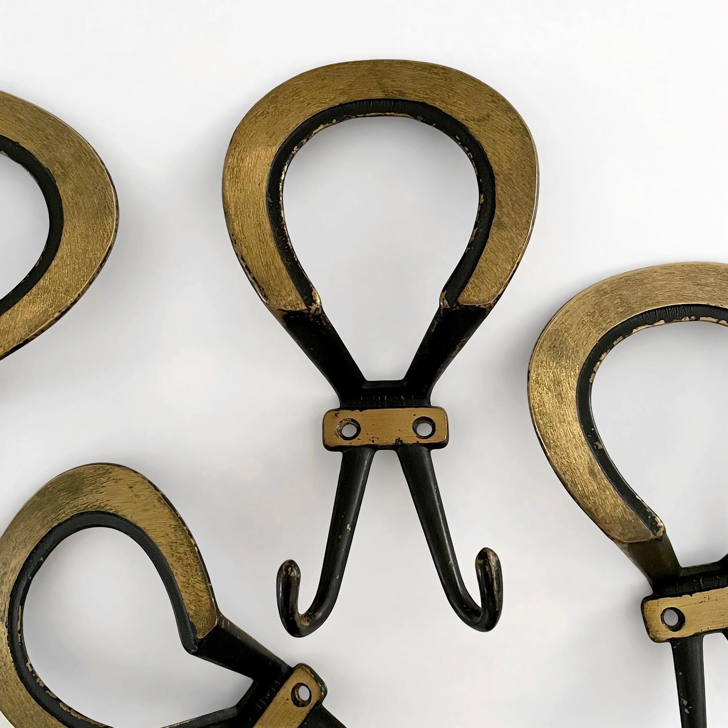 French Gold Leaf & Iron Loop Wall Coat Hooks - 4 available  For Sale 5