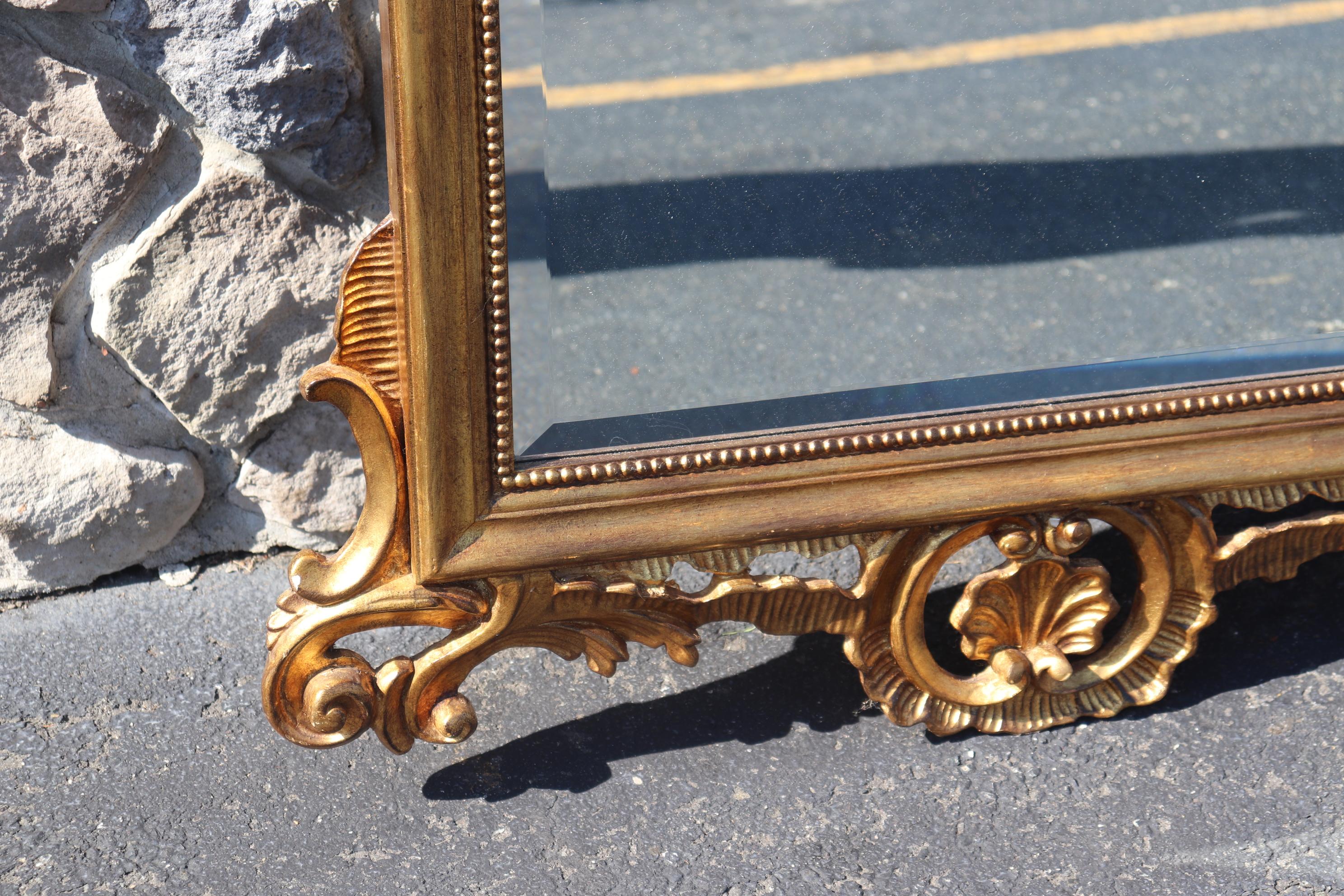 French Gold Leaf Rococo Beveled Glass LaBarge Wall Mirror 3