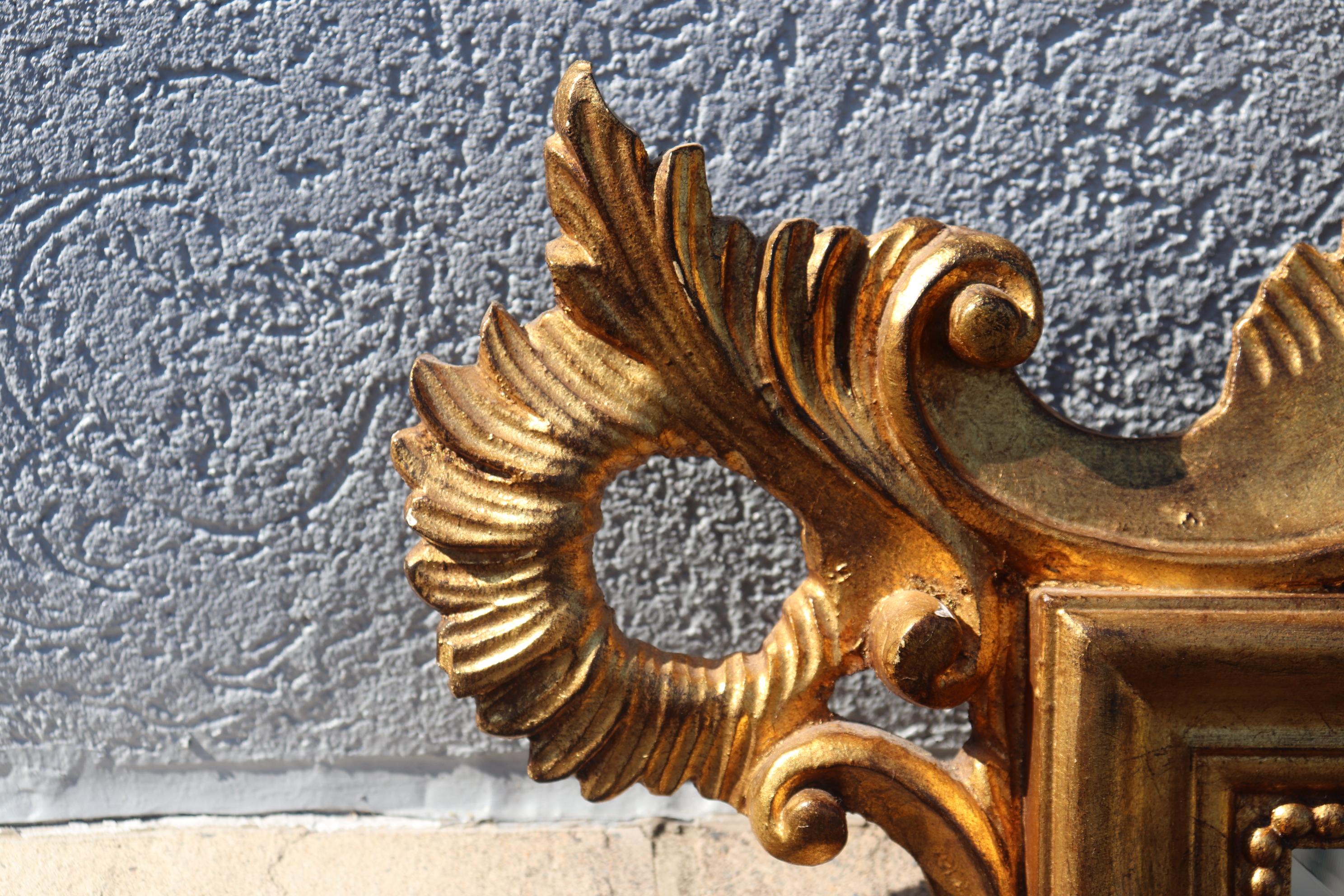 French Gold Leaf Rococo Beveled Glass LaBarge Wall Mirror 4