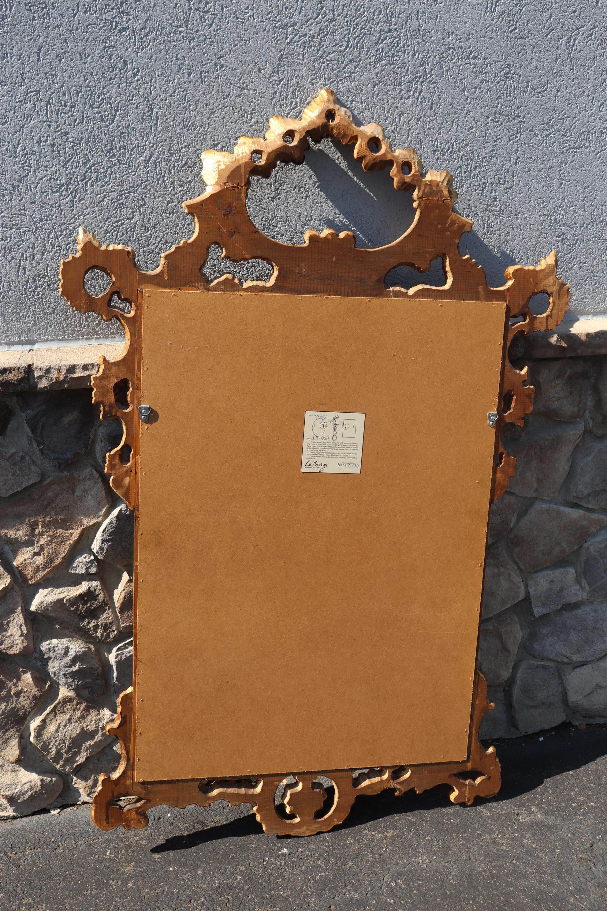 French Gold Leaf Rococo Beveled Glass LaBarge Wall Mirror 10
