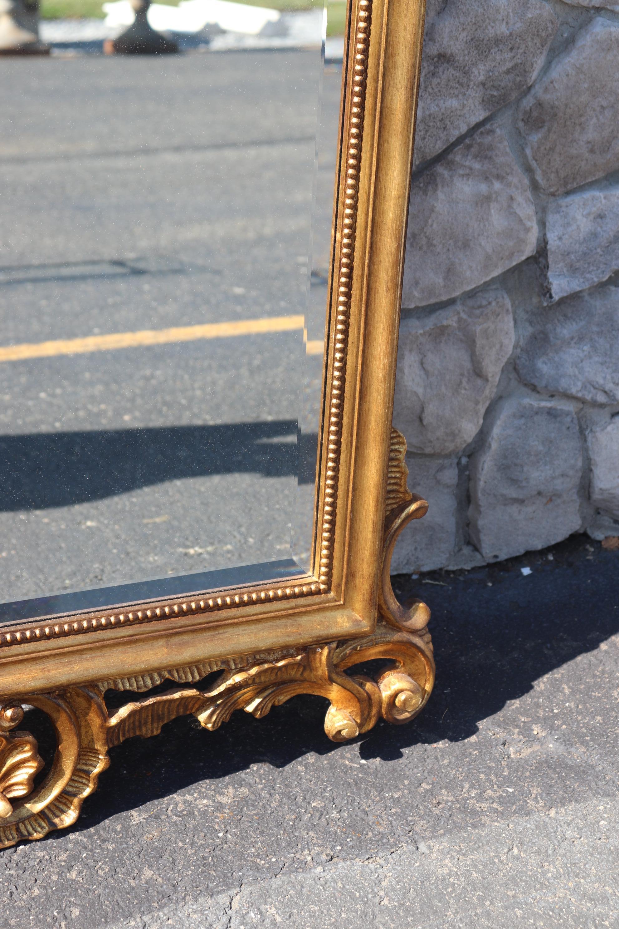 French Gold Leaf Rococo Beveled Glass LaBarge Wall Mirror 1
