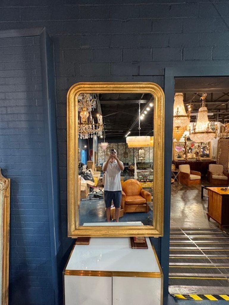 Beautiful gold gilt French Louis Philippe mirrors with geometric pattern. A lovely classic design that blends well with a variety of decors and creates an elegant look! Note: There are two available. Price listed is for one.
39w x 64h